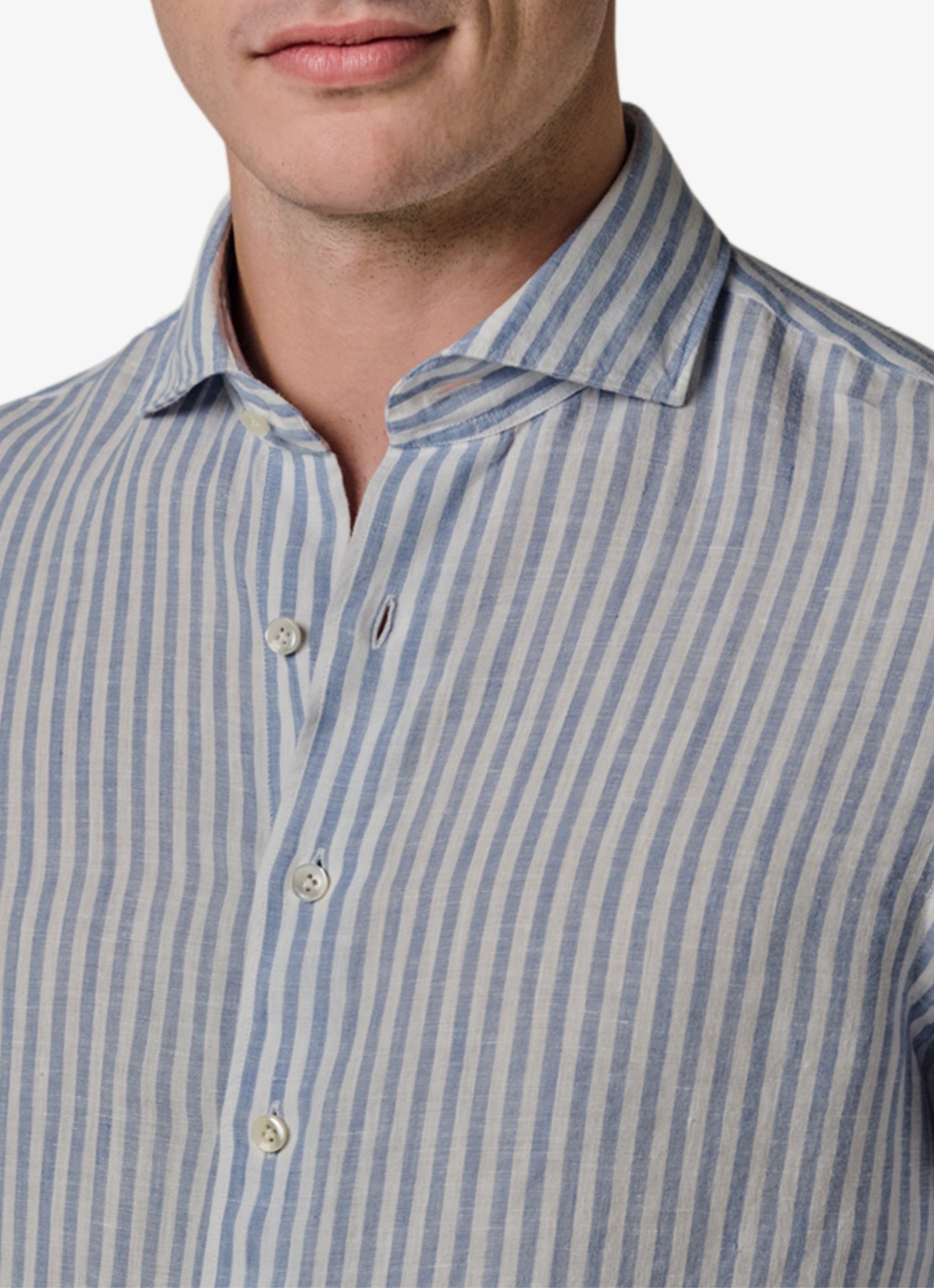 Profuomo Slim fit shirt in linnen - detail 2 blauw