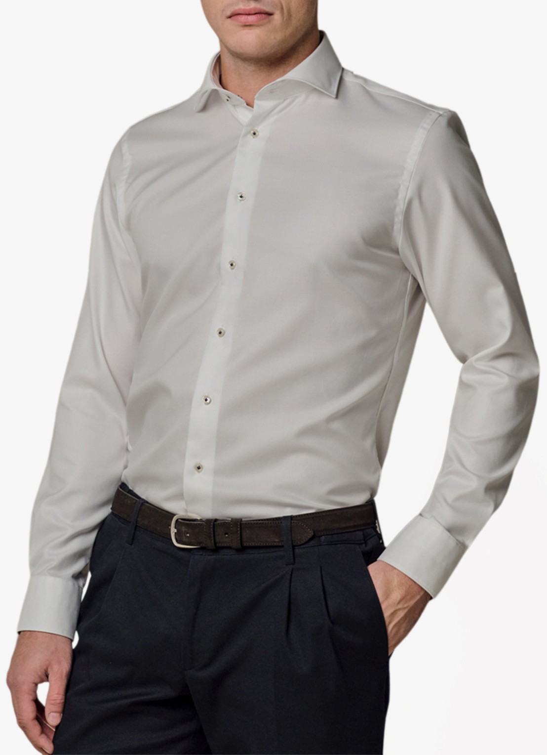 Profuomo Slim fit shirt met cutaway kraag - detail 2 wit