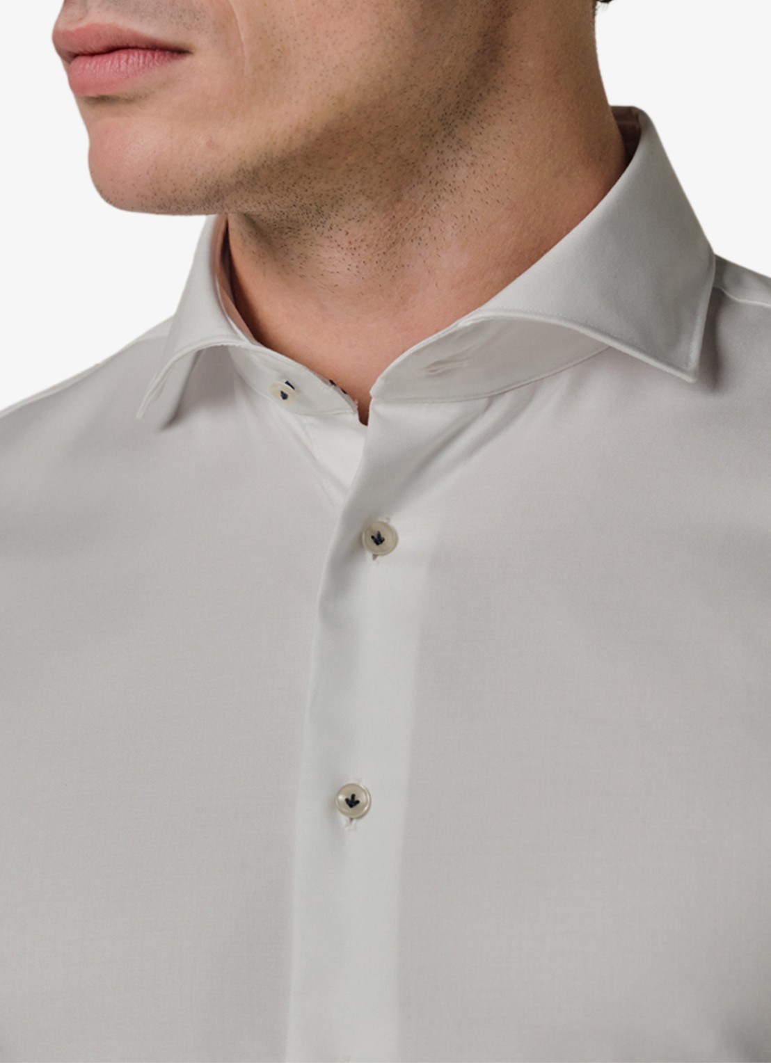 Profuomo Slim fit shirt met cutaway kraag - detail 3 wit