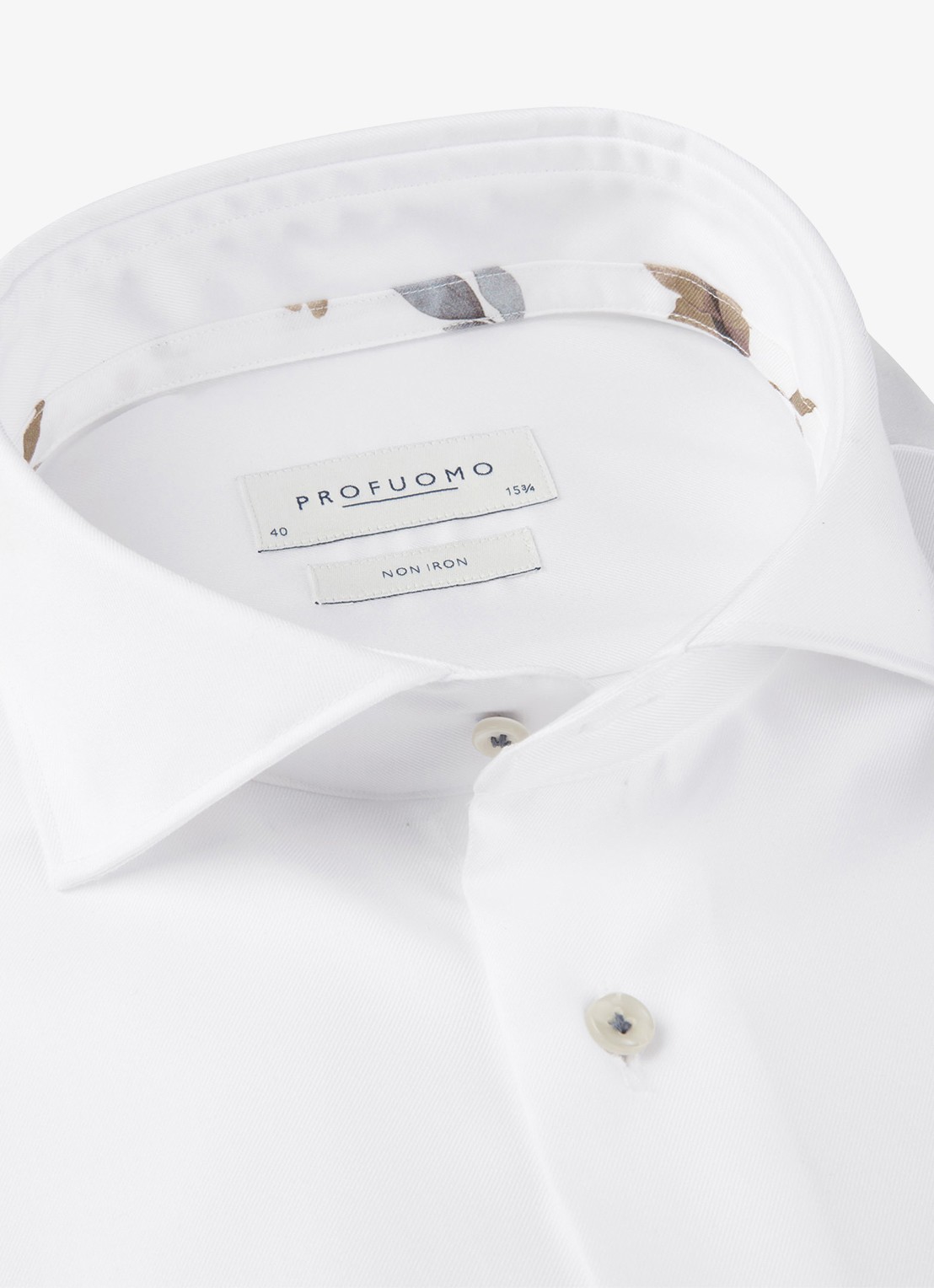 Profuomo Slim fit shirt met cutaway kraag - detail 4 wit