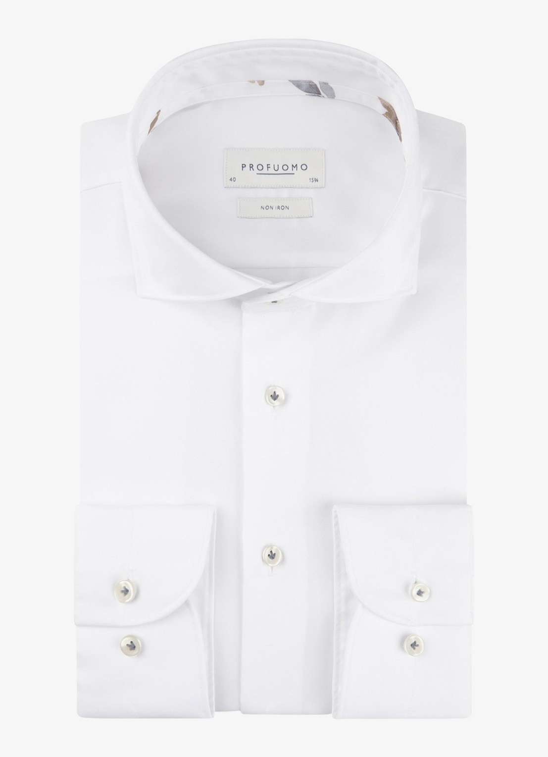 Profuomo Slim fit shirt met cutaway kraag - voorkant 5 wit