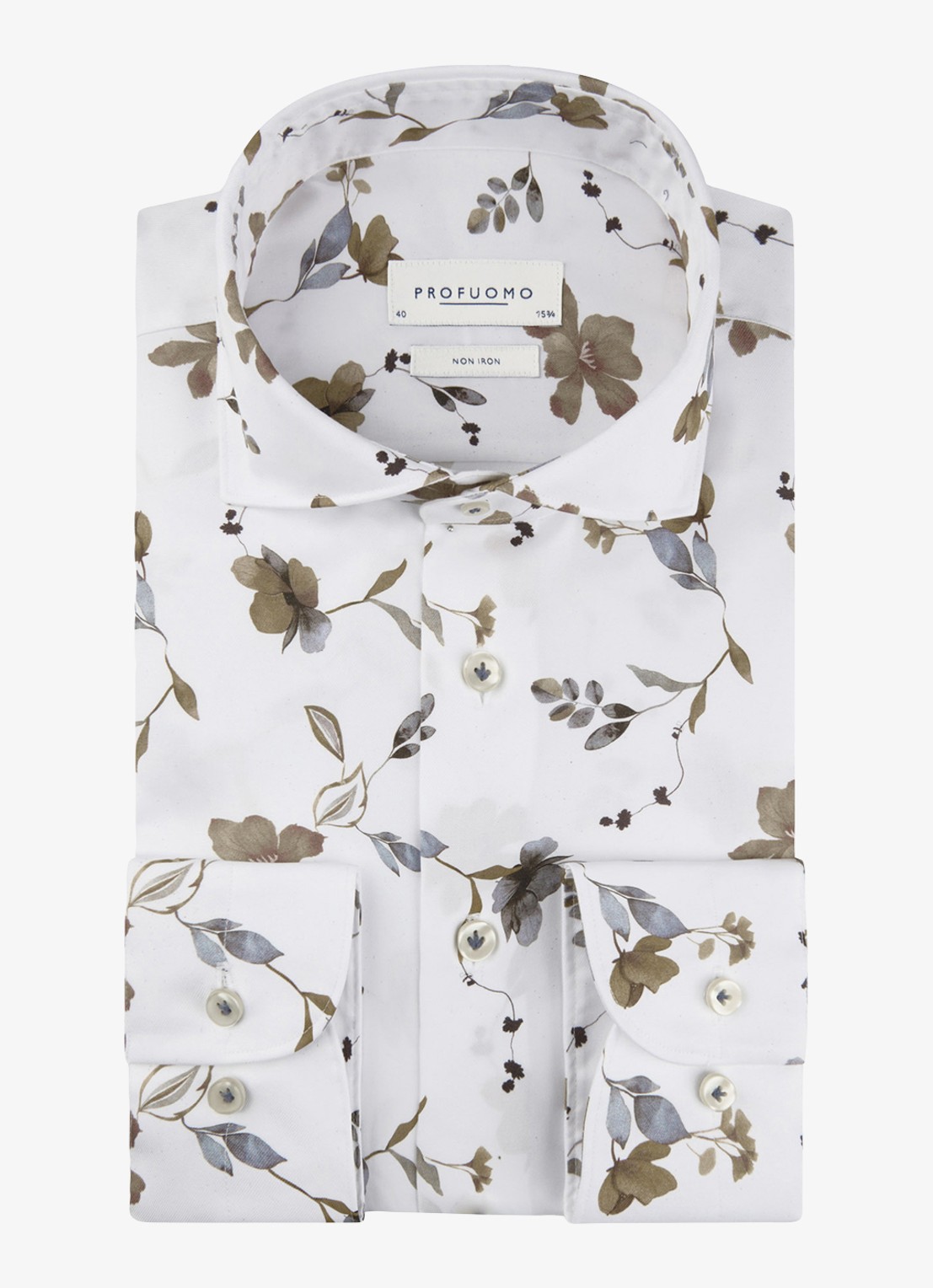 Profuomo Slim fit shirt met print - voorkant 2 wit