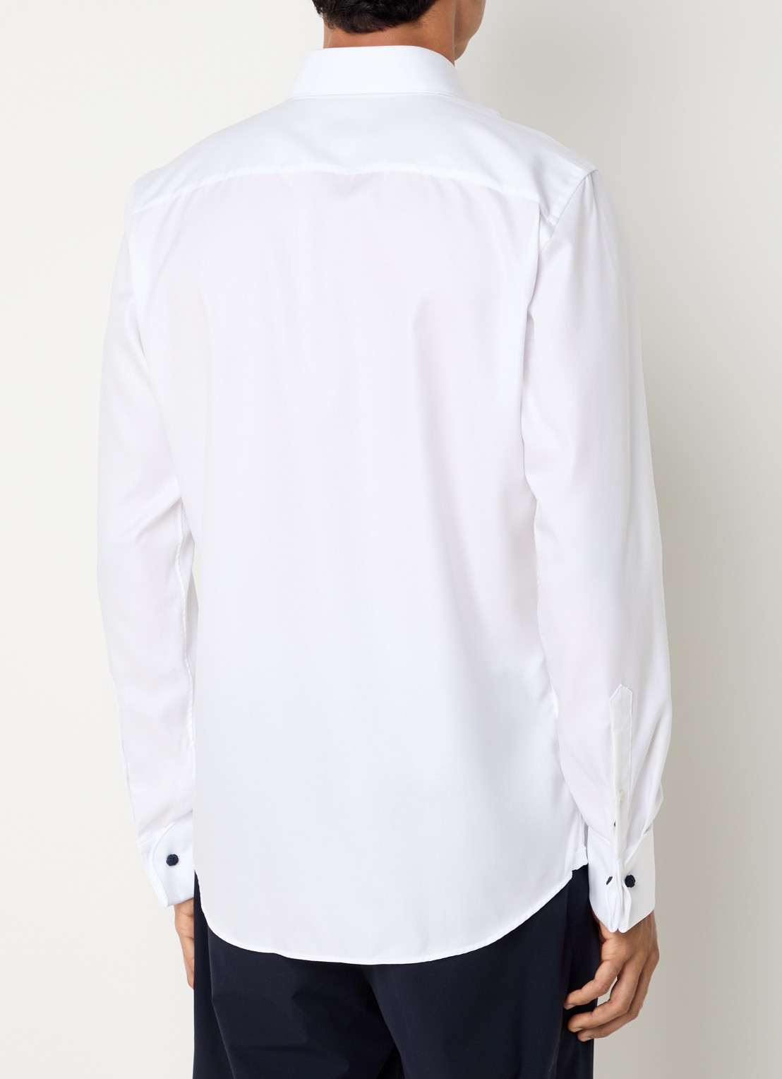 Profuomo Slim fit strijkvrij overhemd met dubbele manchet - achterkant 3 wit