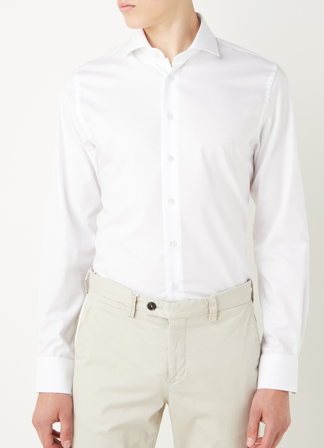 Profuomo Slim fit strijkvrij overhemd - detail 4 wit
