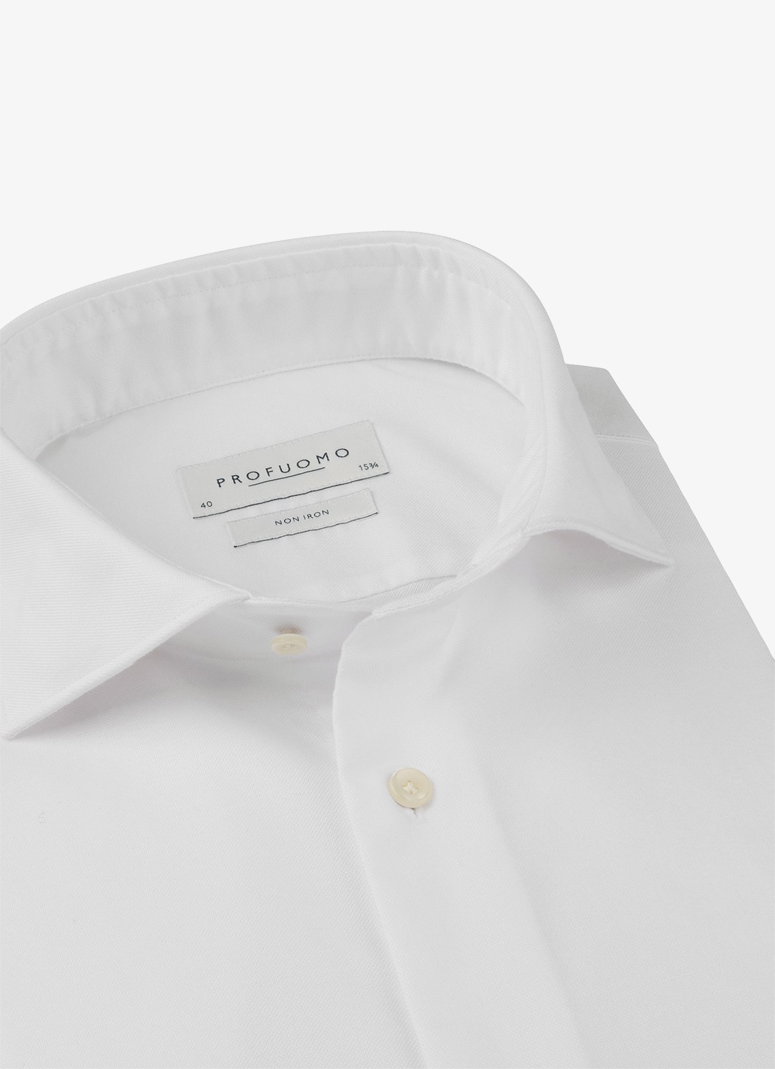 Profuomo Slim fit strijkvrij shirt met cutaway kraag - detail 2 wit