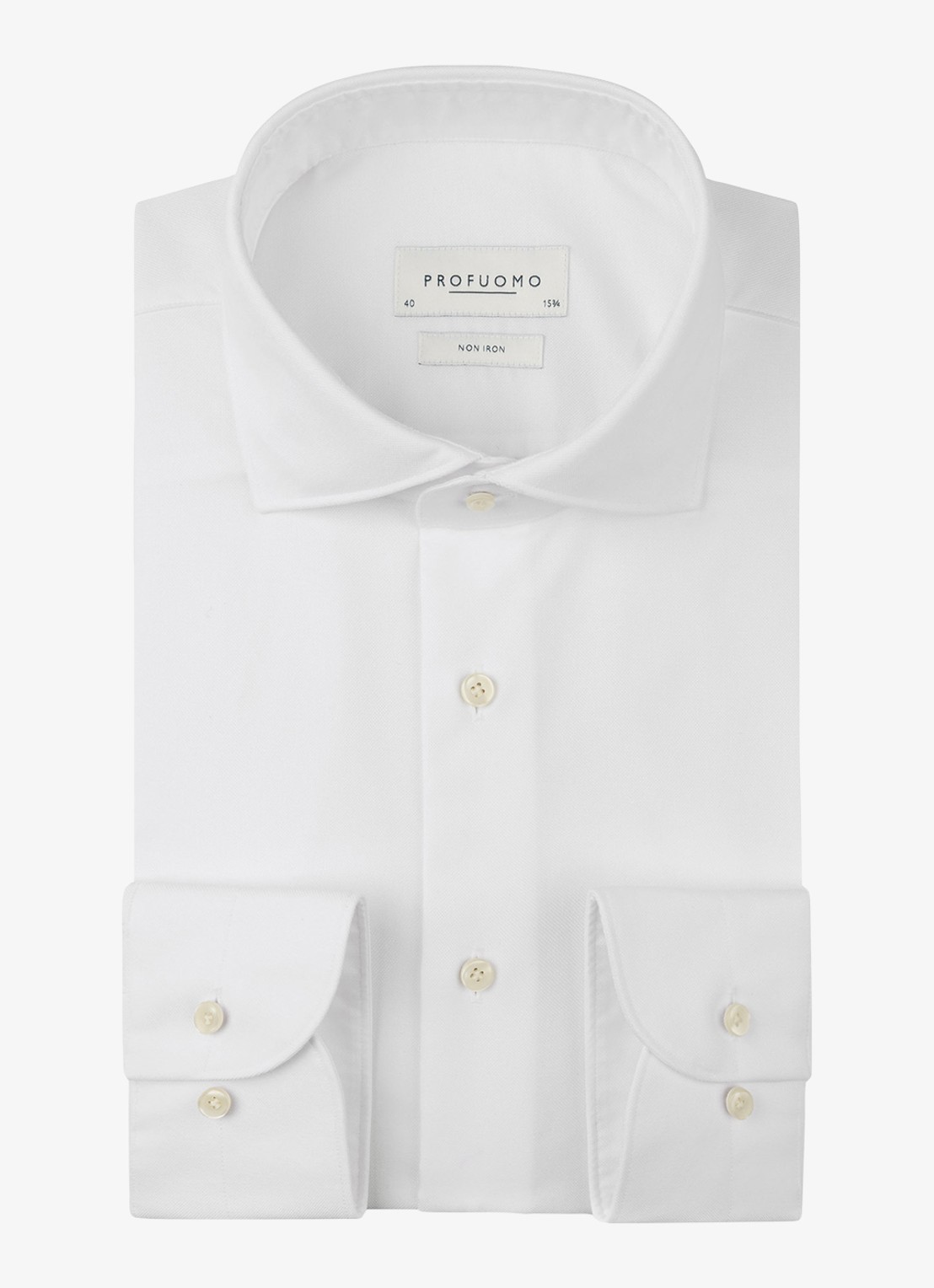 Profuomo Slim fit strijkvrij shirt met cutaway kraag - voorkant wit