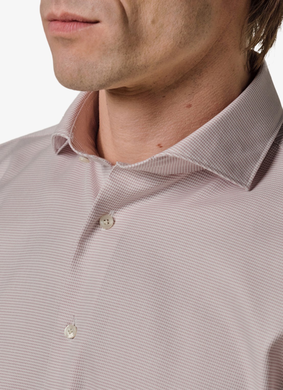 Profuomo Slim fit strijkvrij shirt met cutaway kraag - detail 4 roze