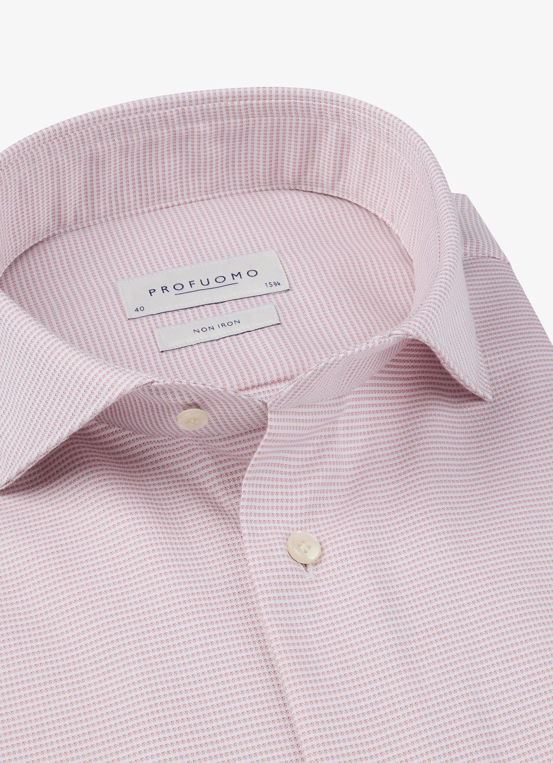 Profuomo Slim fit strijkvrij shirt met cutaway kraag - detail 5 roze