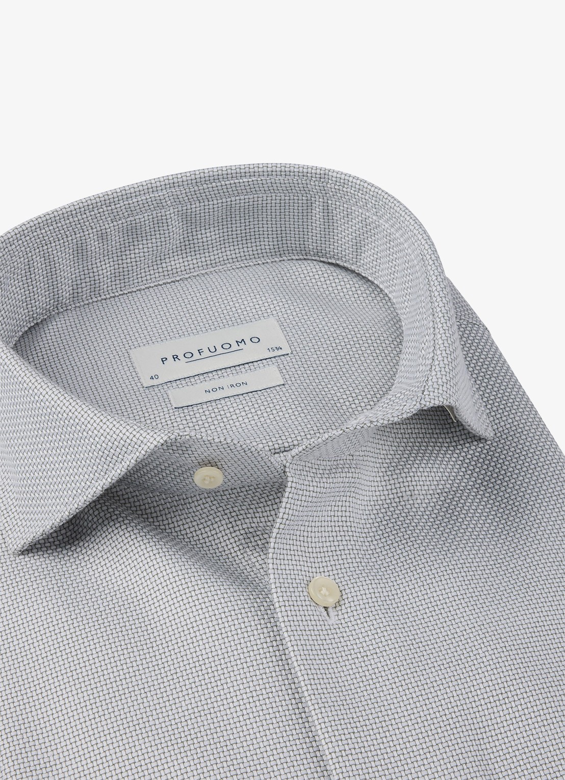 Profuomo Slim fit strijkvrij shirt met cutaway kraag - detail groen