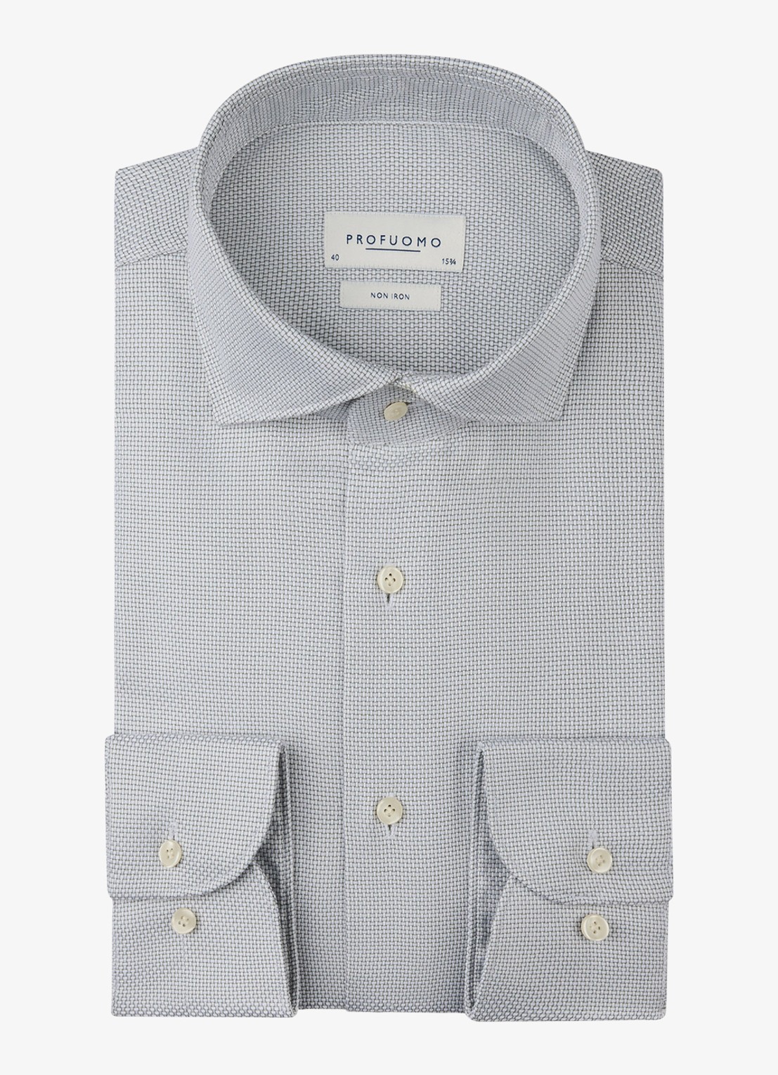 Profuomo Slim fit strijkvrij shirt met cutaway kraag - voorkant 2 groen