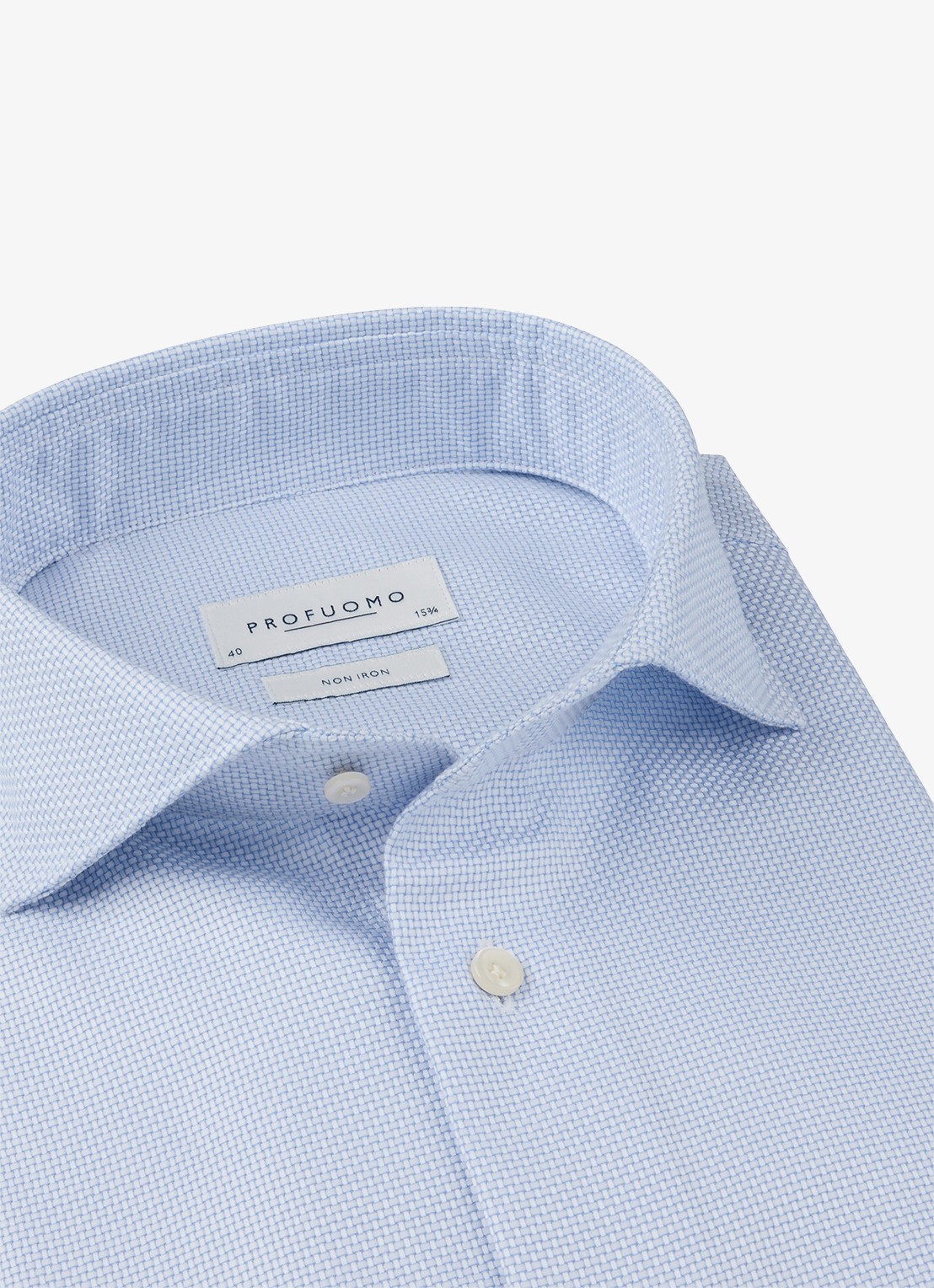 Profuomo Slim fit strijkvrij shirt met cutaway kraag - detail 2 blauw