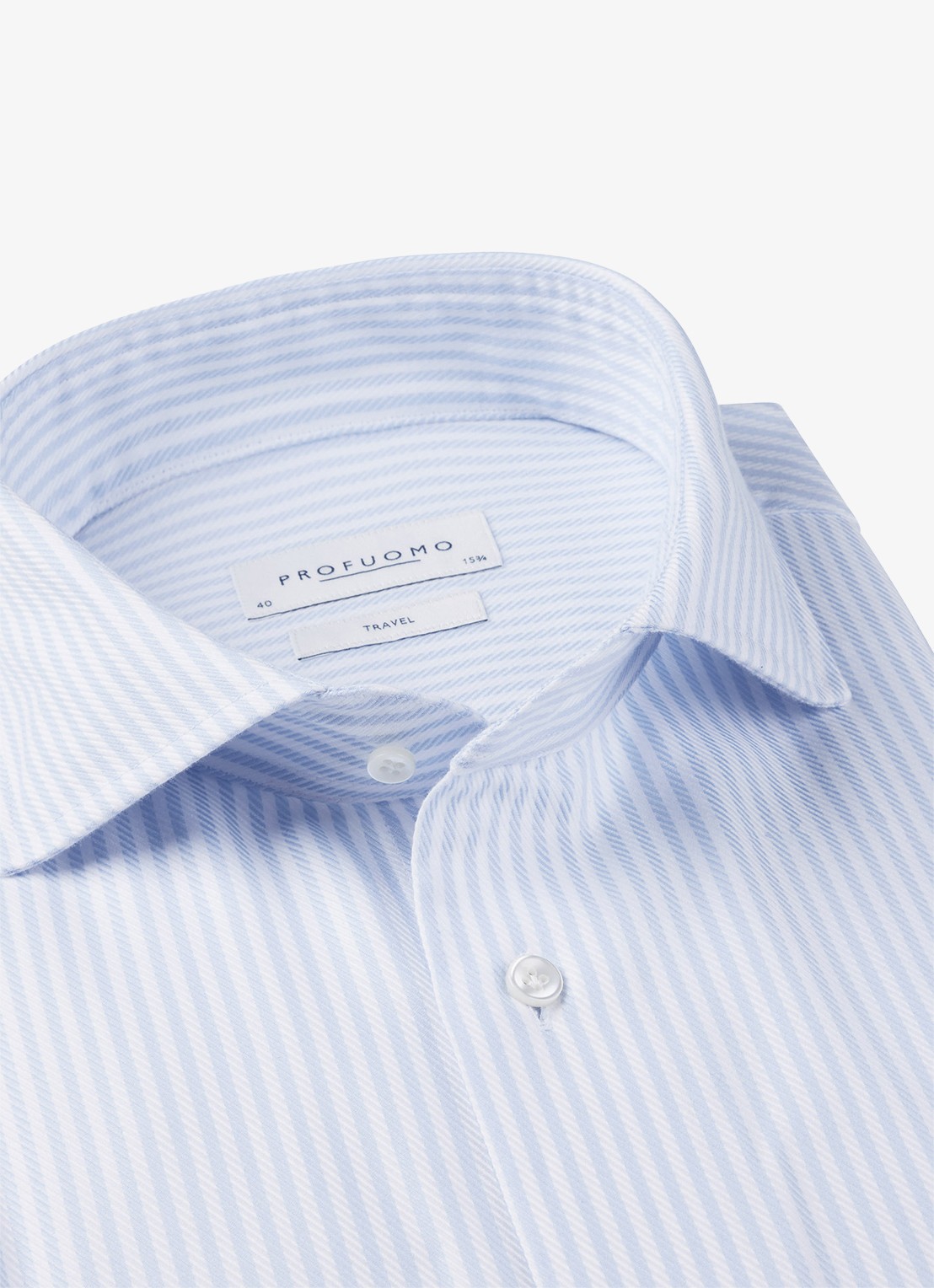 Profuomo Slim fit strijkvrij shirt met cutaway kraag - detail blauw