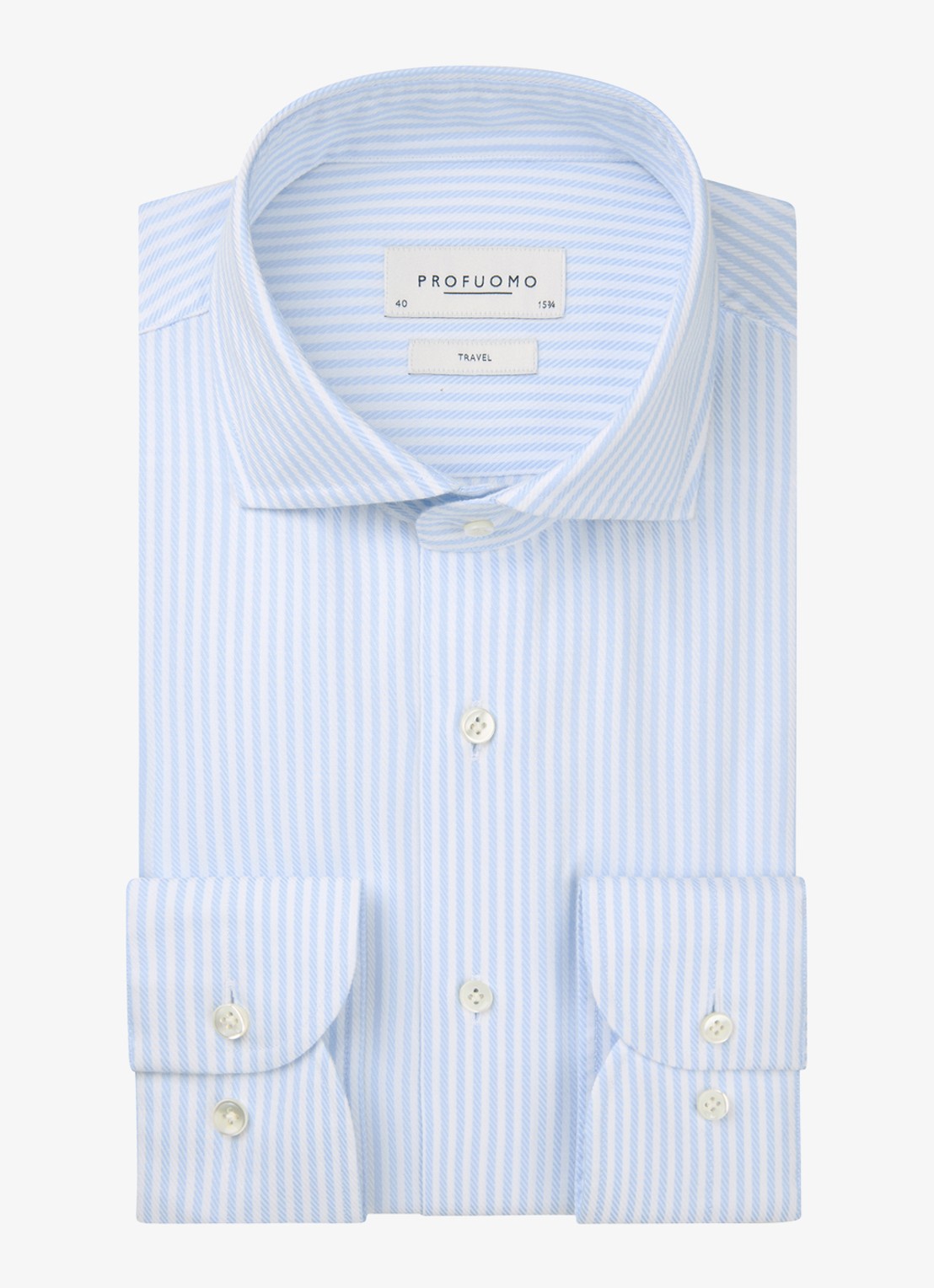 Profuomo Slim fit strijkvrij shirt met cutaway kraag - voorkant 2 blauw