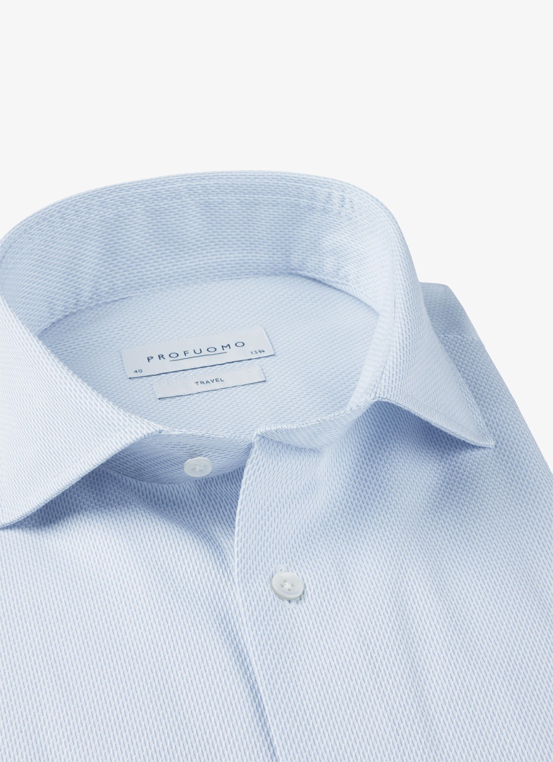 Profuomo Slim fit strijkvrij shirt met cutaway kraag - detail 2 blauw