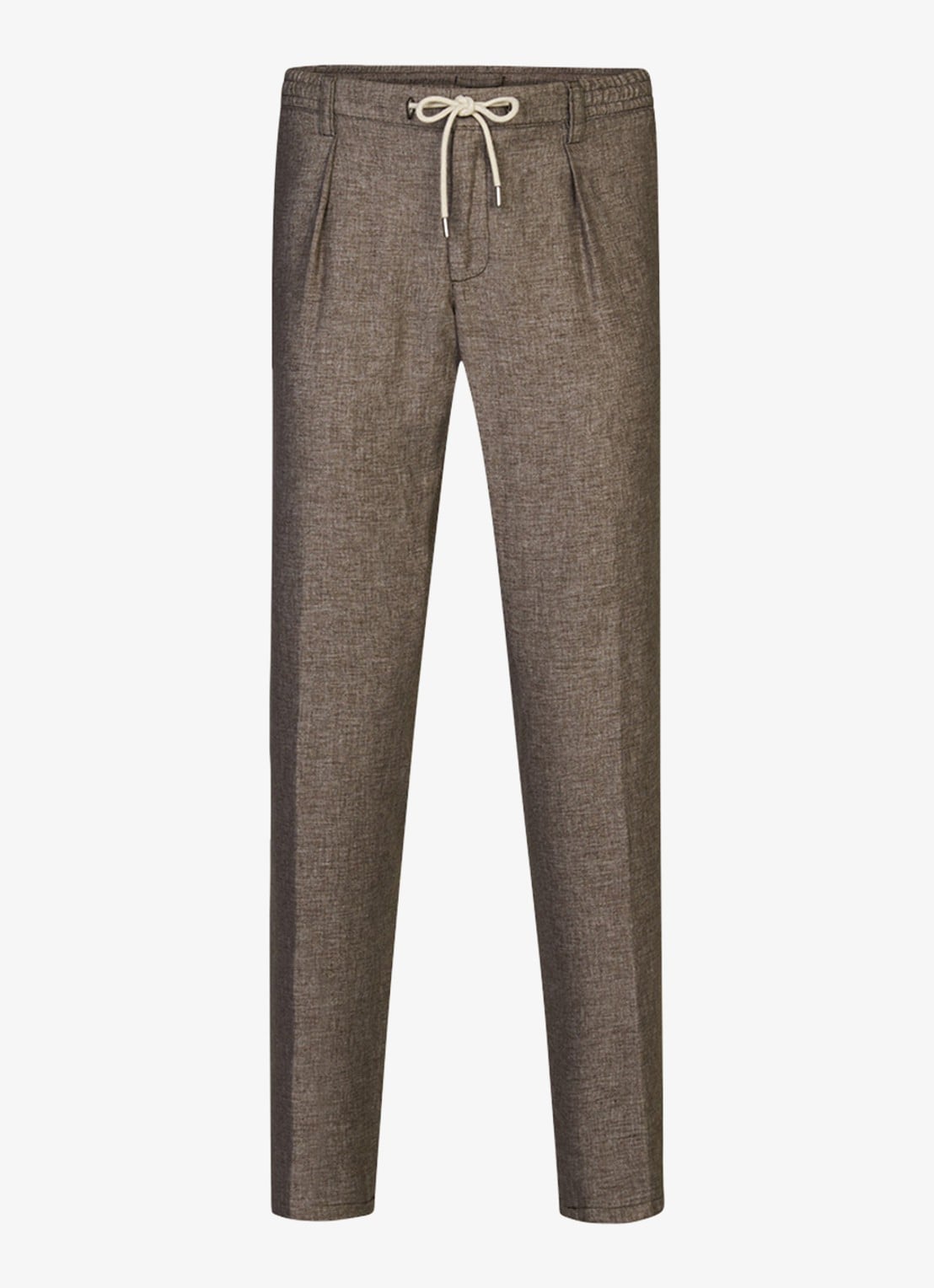 Profuomo Straight fit broek in linnenblend - voorkant bruin