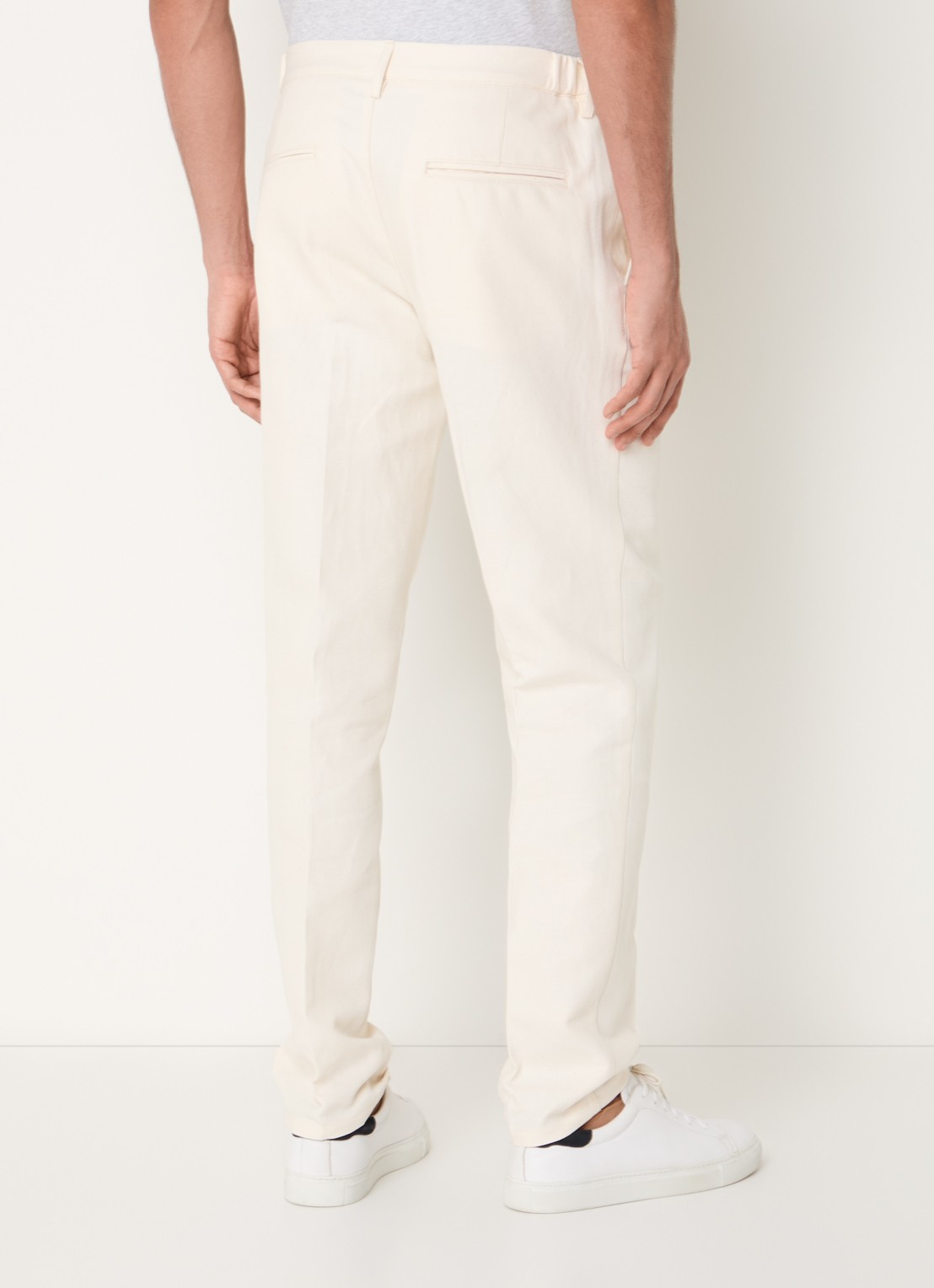 Profuomo Straight fit chino in linnenblend met steekzakken - achterkant gebroken wit