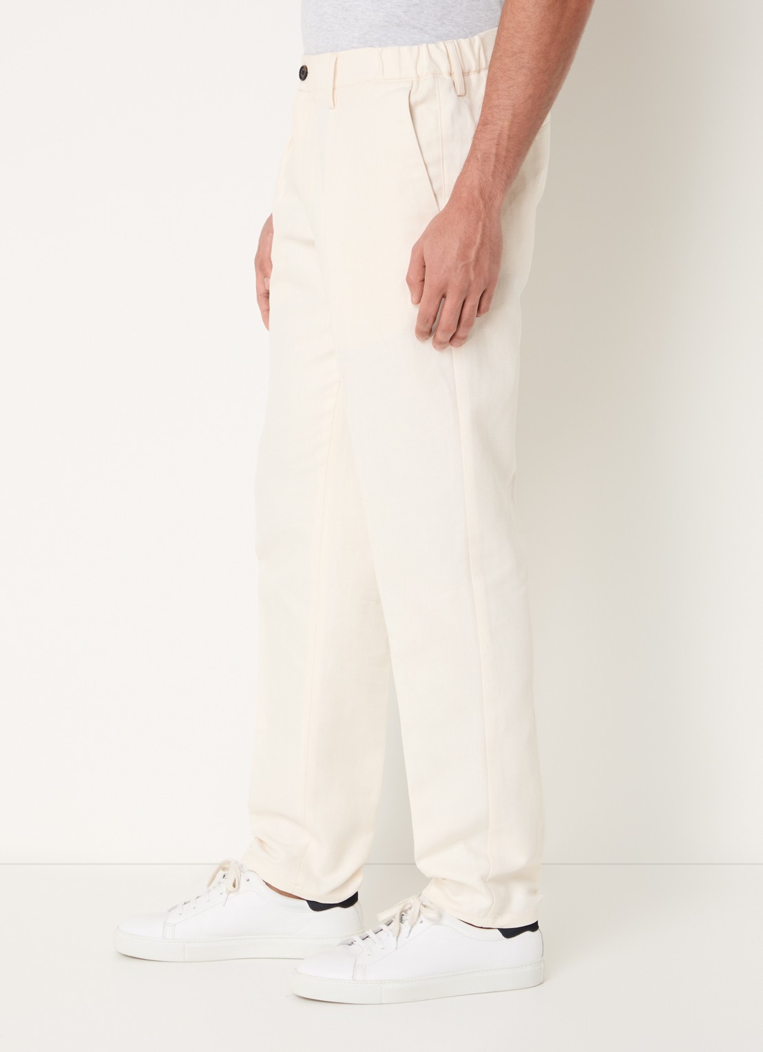 Profuomo Straight fit chino in linnenblend met steekzakken - detail 5 gebroken wit