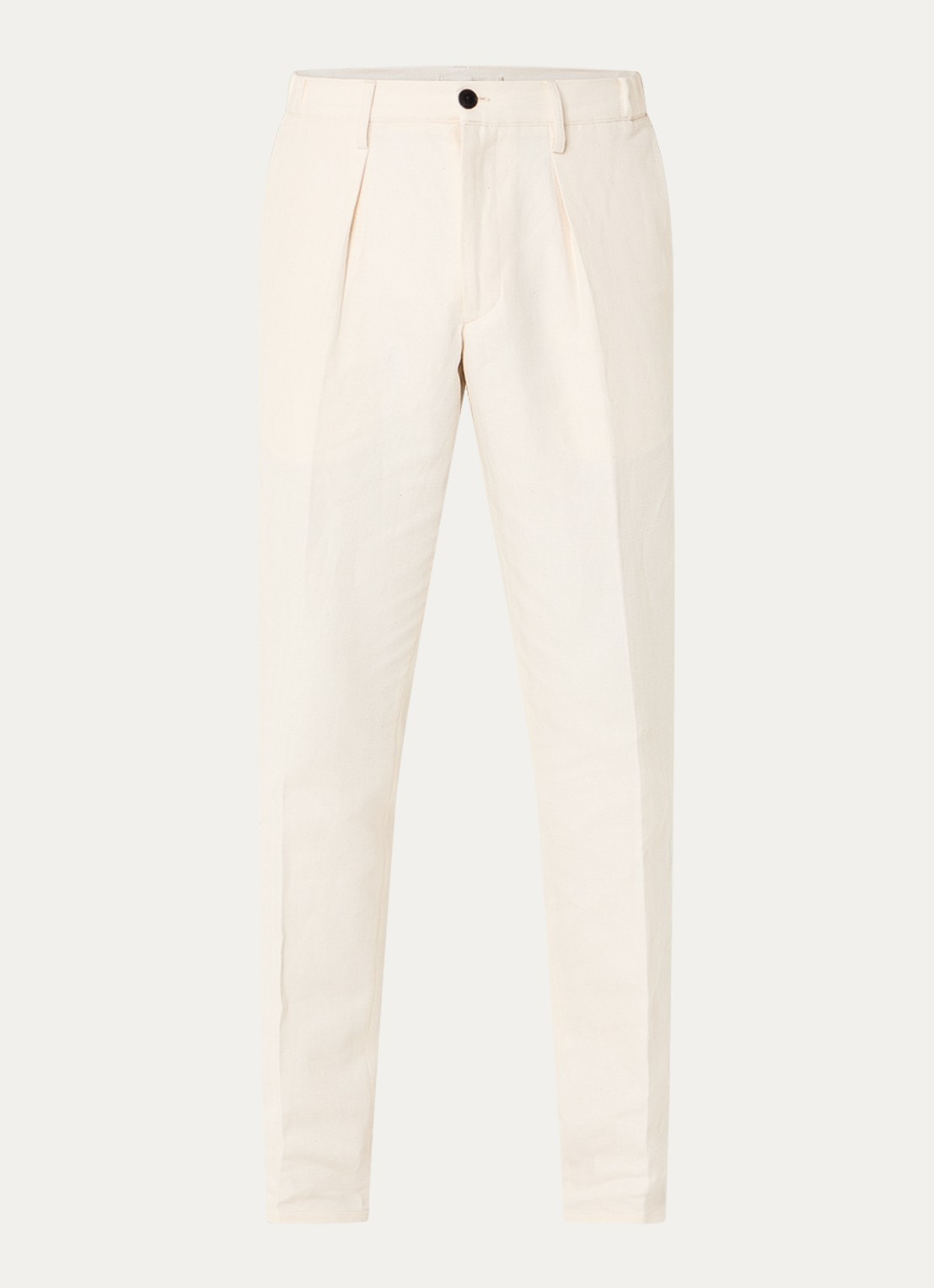 Profuomo Straight fit chino in linnenblend met steekzakken - voorkant 2 gebroken wit