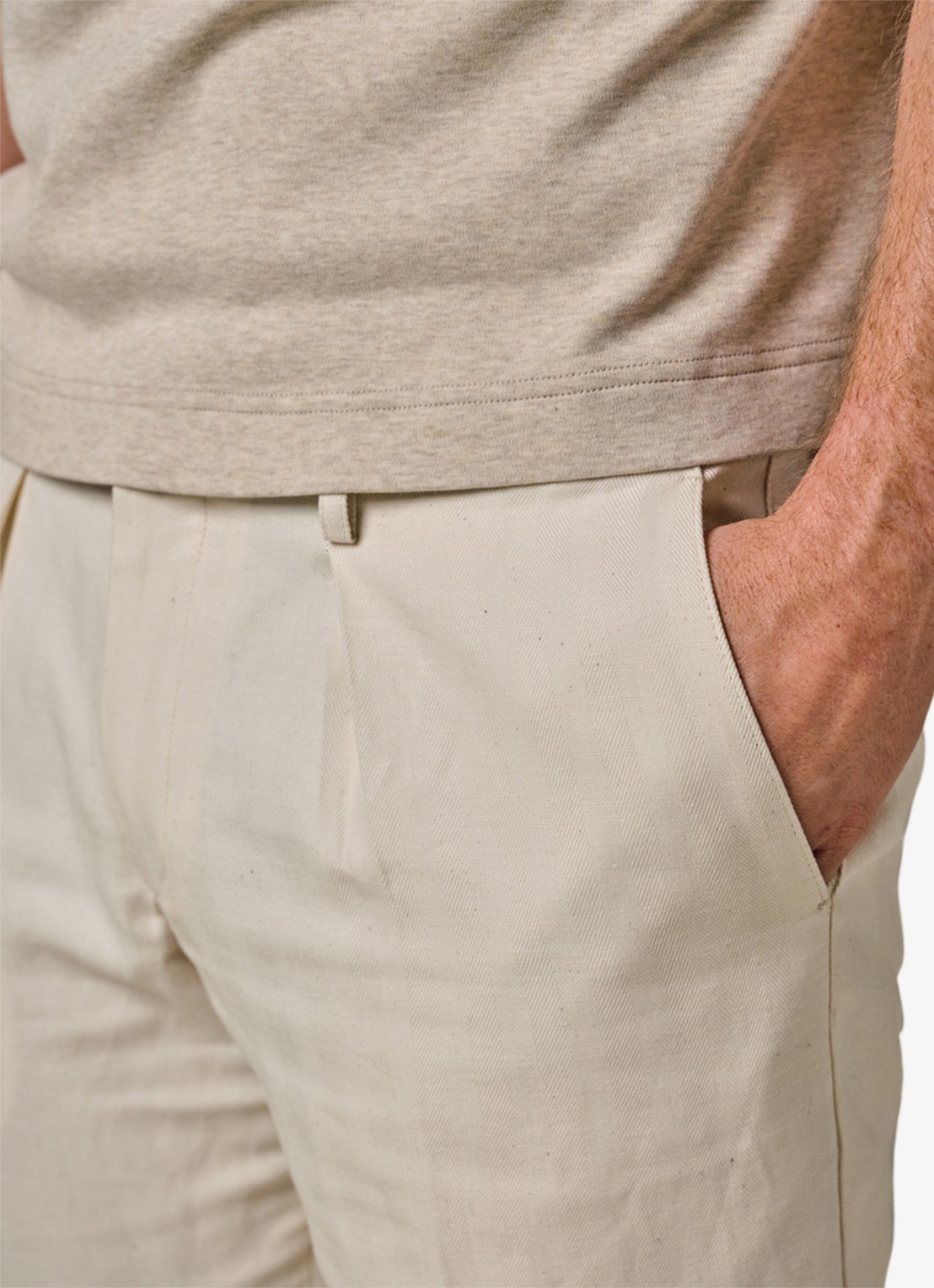 Profuomo Straight fit chino in linnenblend - detail 4 wit
