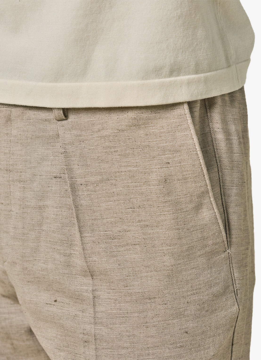 Profuomo Straight fit chino in linnenblend - detail 2 zand