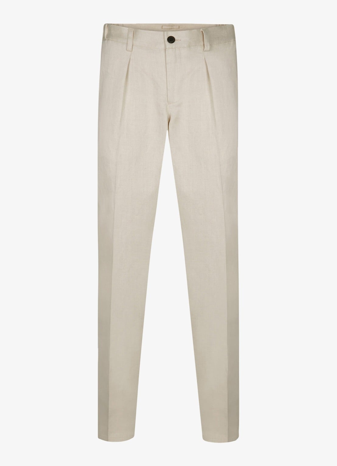 Profuomo Straight fit chino in linnenblend - voorkant zand