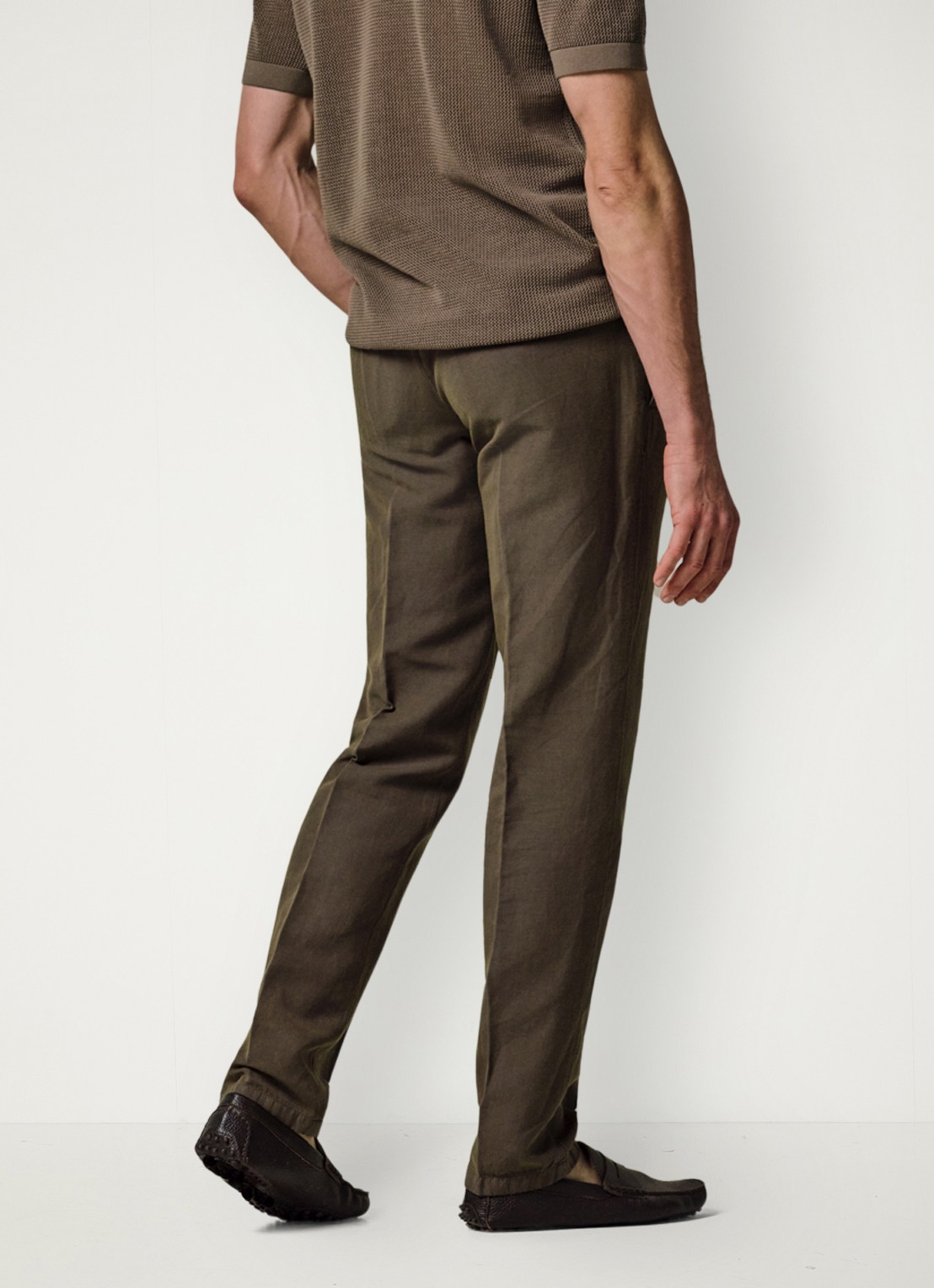 Profuomo Straight fit chino katoen linen blend - achterkant 6 groen