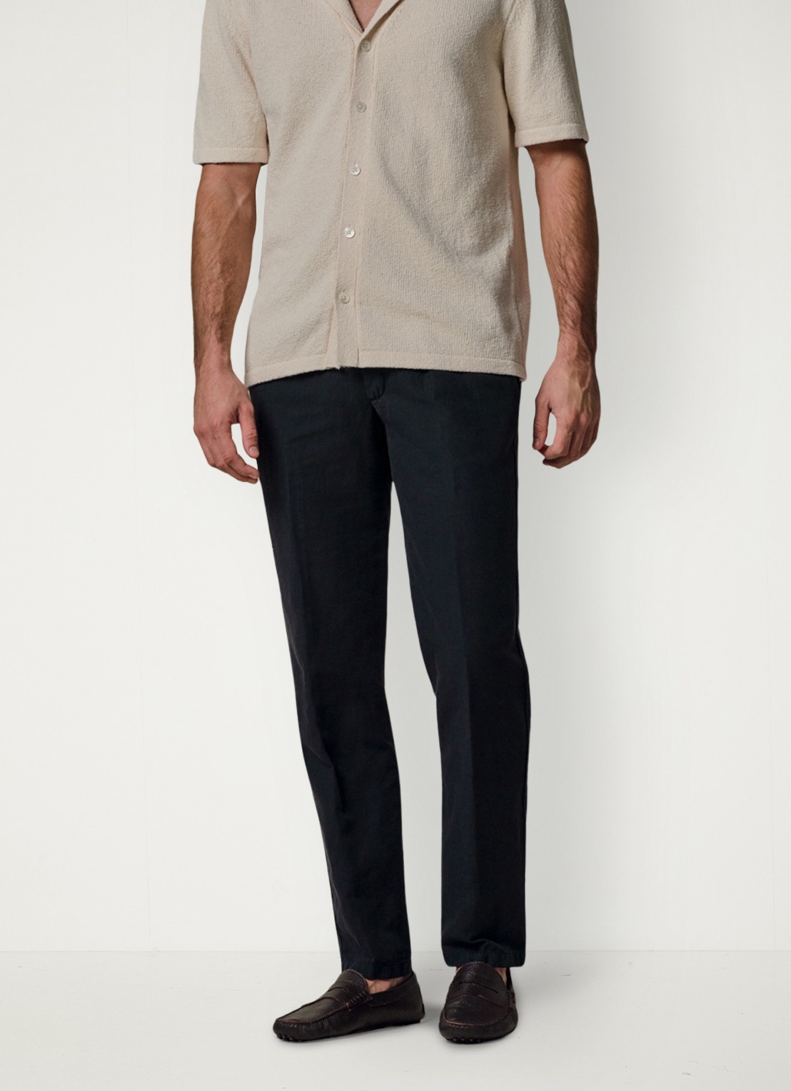 Profuomo Straight fit chino katoen linen blend - detail 4 blauw