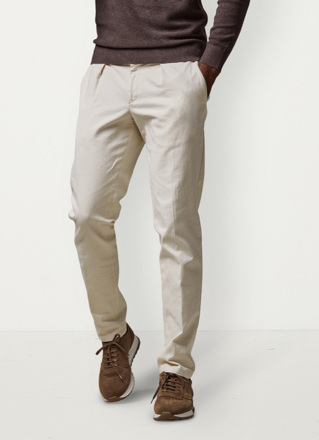 Profuomo Straight fit chino met steekzakken - detail 2 gebroken wit