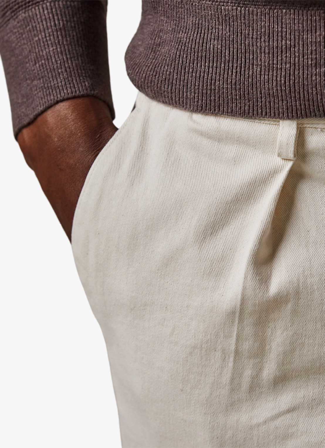 Profuomo Straight fit chino met steekzakken - detail 3 gebroken wit