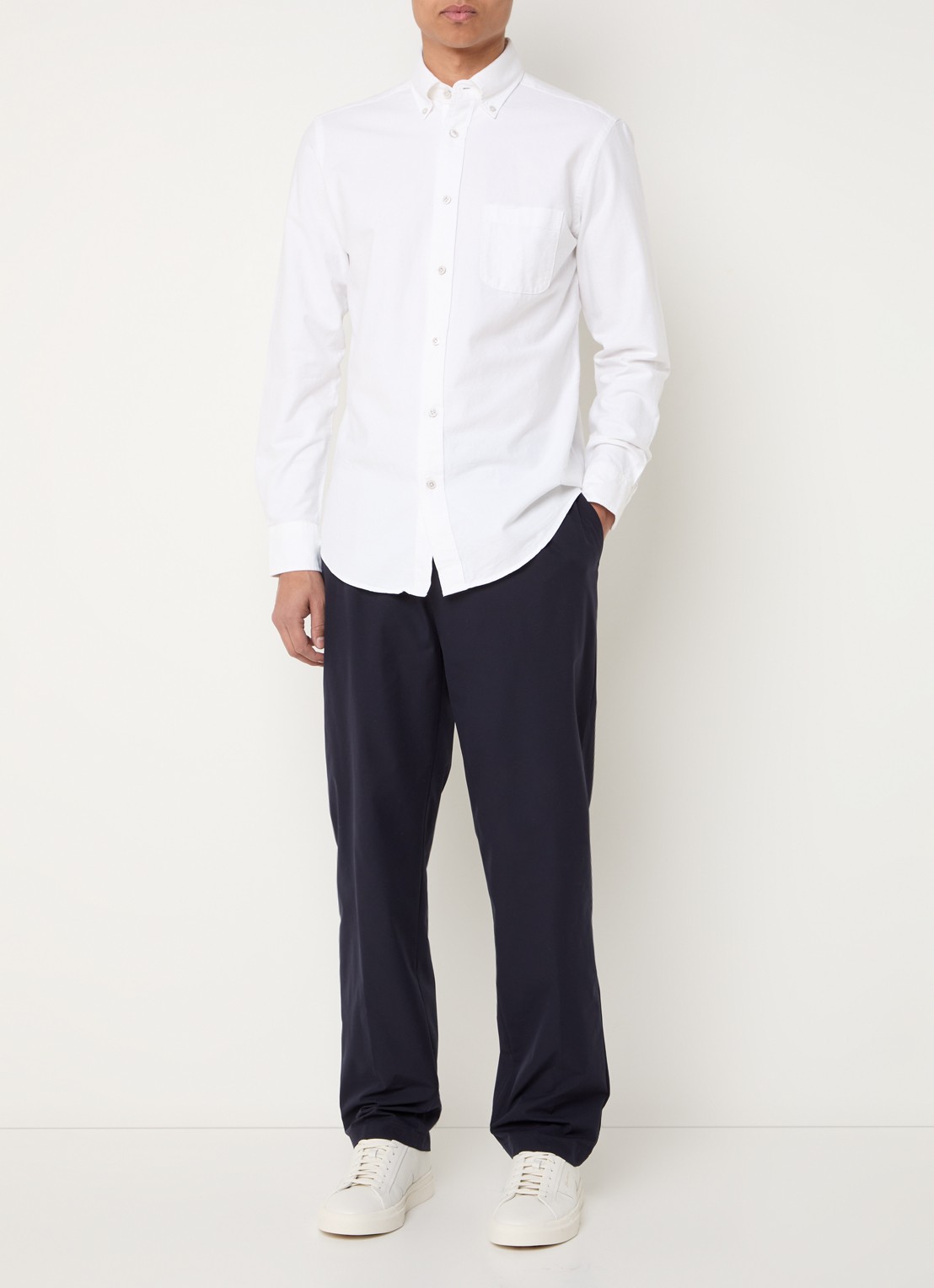 Profuomo Straight fit chino met steekzakken - voorkant 5 donkerblauw