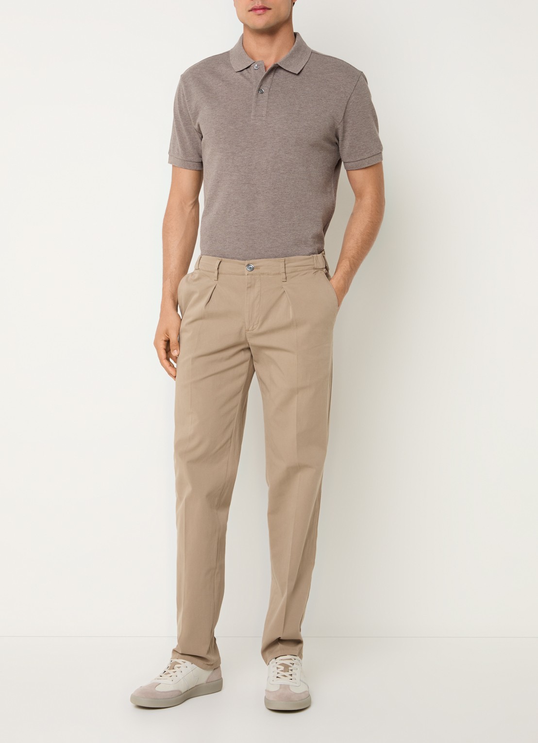Profuomo Straight fit chino met stretch - voorkant 3 taupe