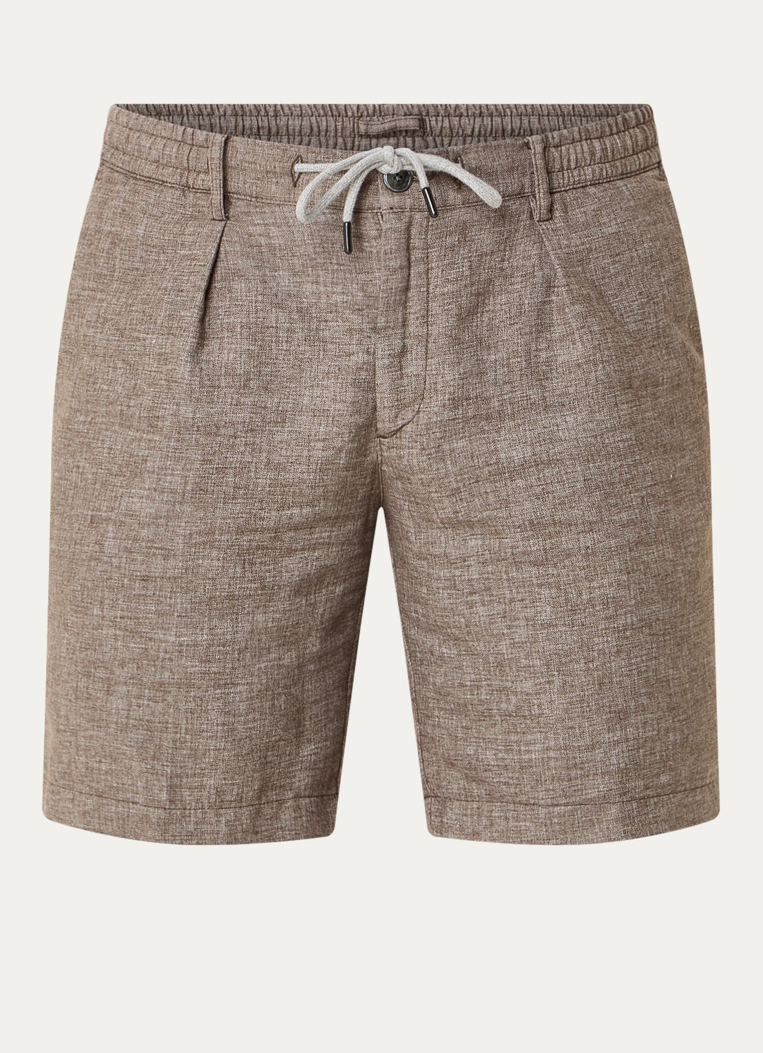 Profuomo Straight fit korte broek in linnenblend - voorkant 2 lichtbruin