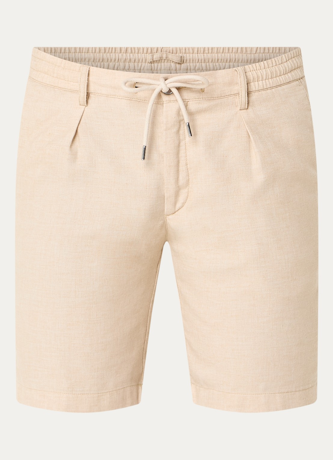 Profuomo Straight fit korte broek in linnenblend - voorkant 3 beige
