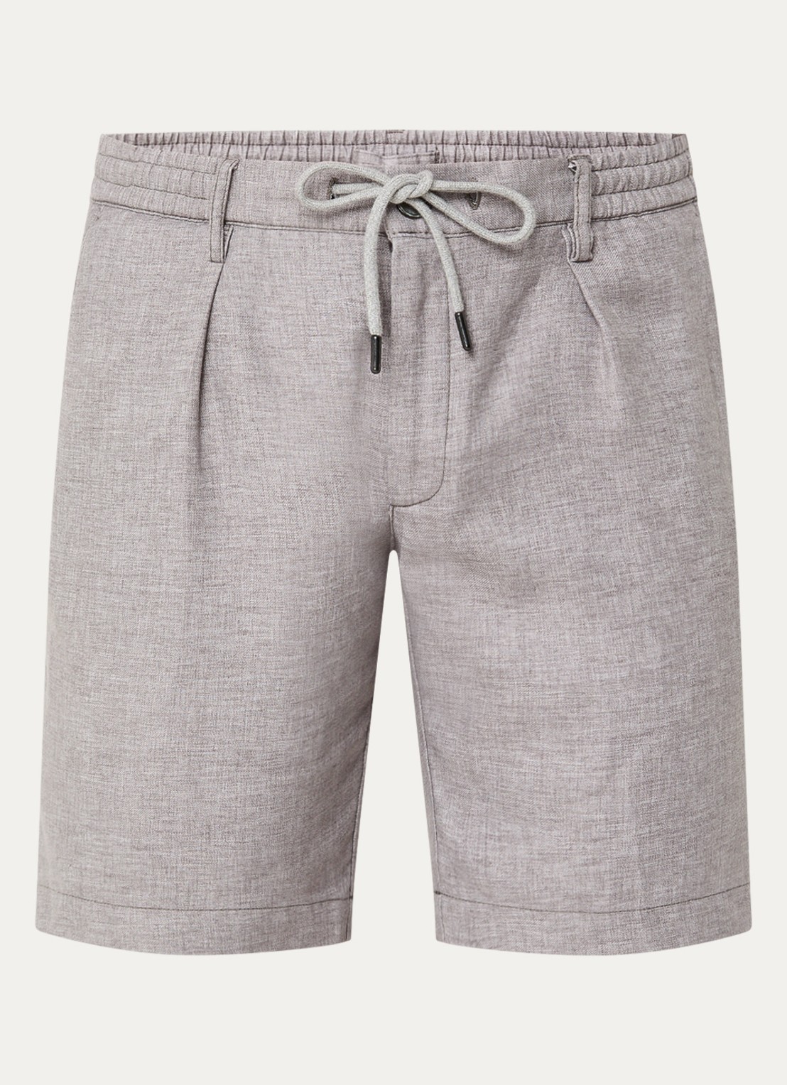 Profuomo Straight fit korte broek in linnenblend - voorkant 3 taupe