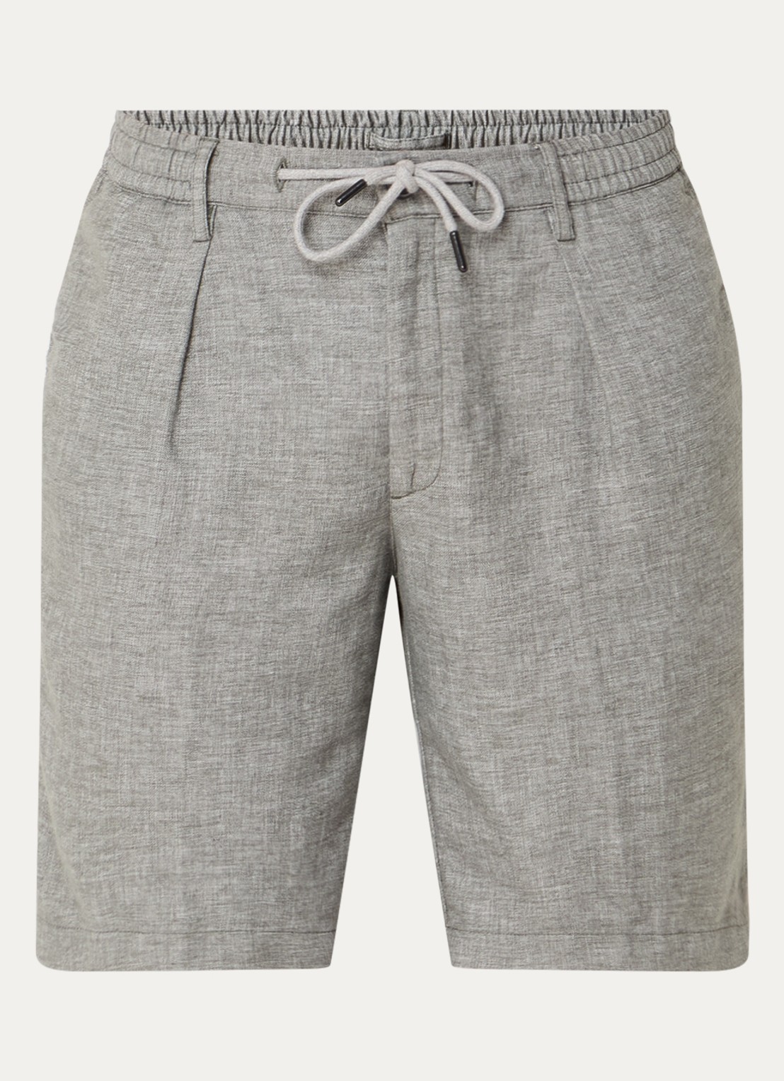 Profuomo Straight fit korte broek in linnenblend - voorkant 2 grijs