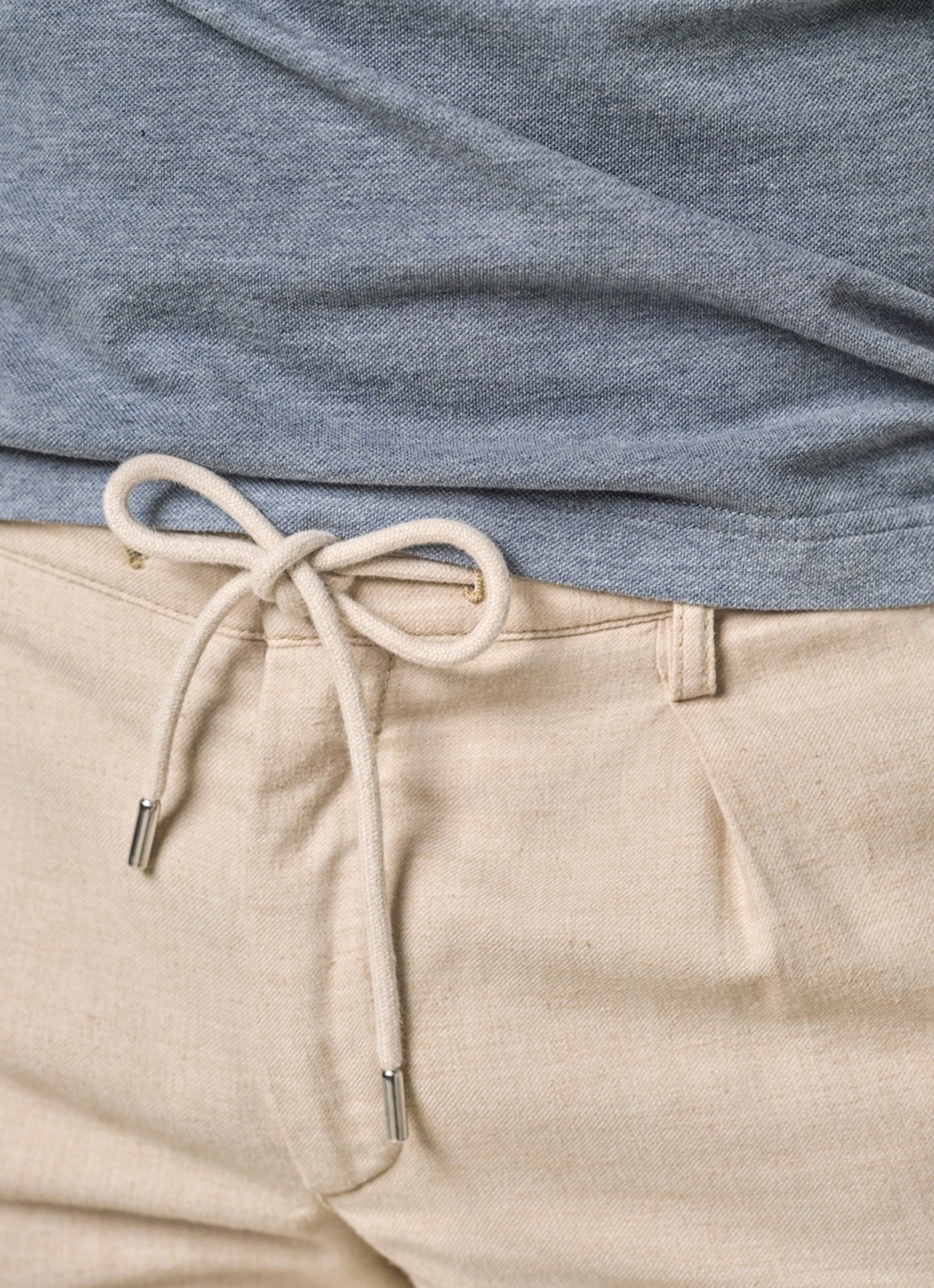 Profuomo Straight fit korte broek in linnenblend - detail 4 zand