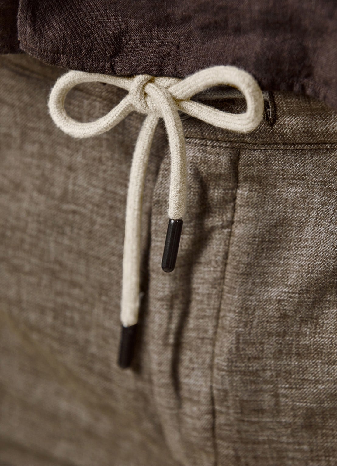Profuomo Straight fit korte broek in linnenblend - detail 4 bruin