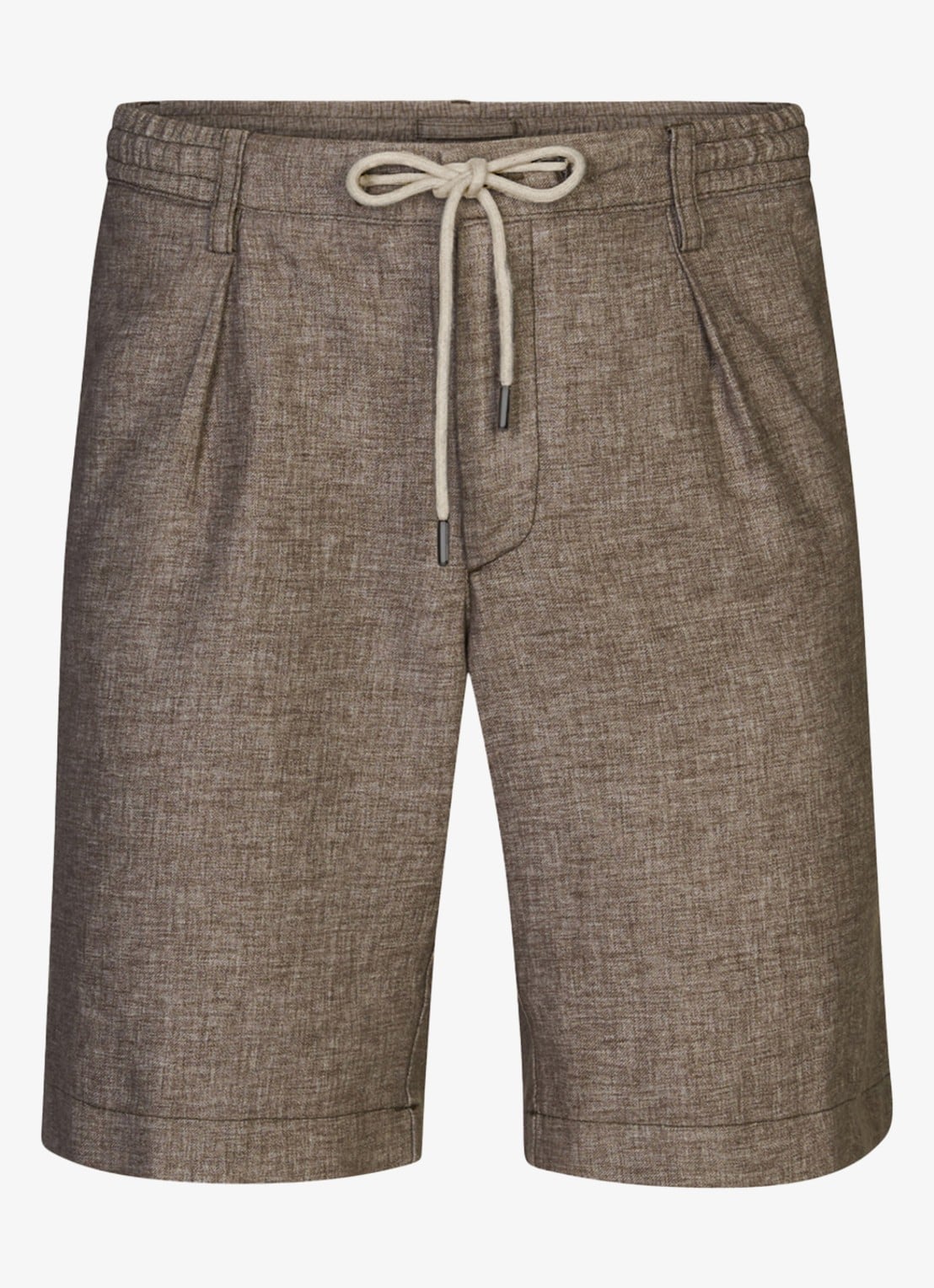 Profuomo Straight fit korte broek in linnenblend - voorkant bruin