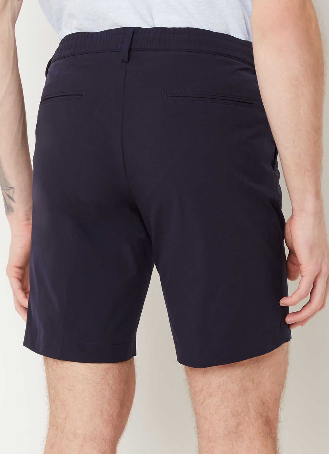 Profuomo Straight fit korte chino met trekkoord - achterkant 4 donkerblauw