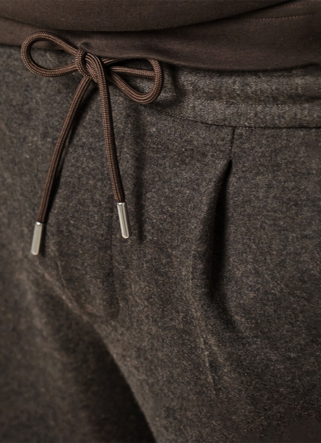 Profuomo Straight fit pantalon in wolblend - detail 2 bruin