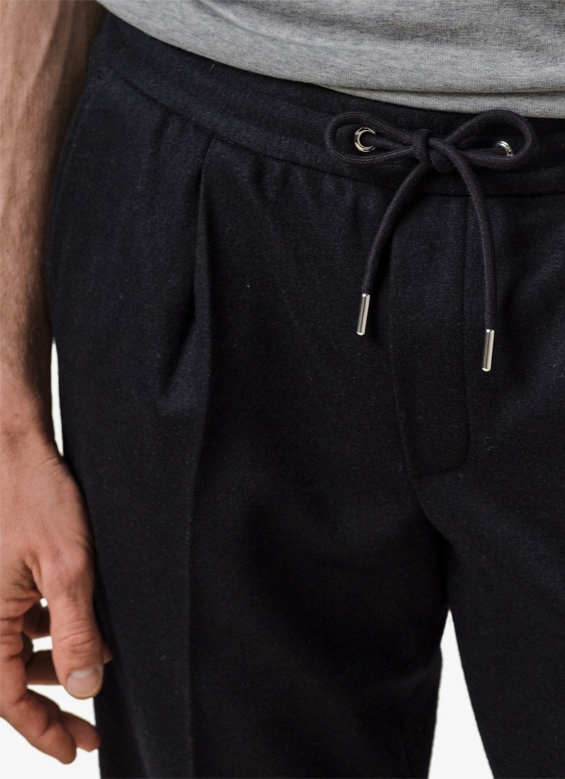 Profuomo Straight fit pantalon in wolblend - detail 4 donkerblauw