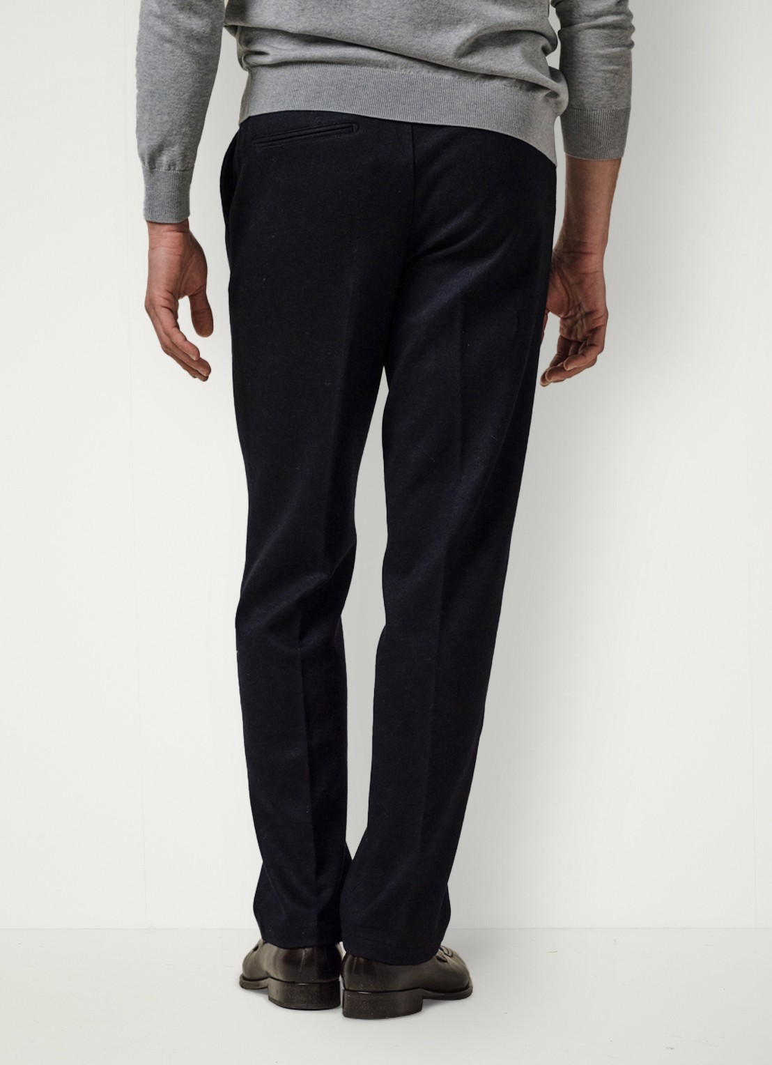 Profuomo Straight fit pantalon in wolblend - voorkant 2 donkerblauw