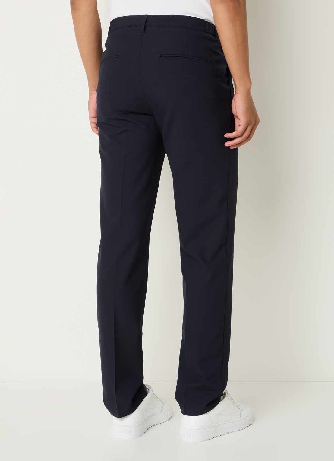 Profuomo Straight fit pantalon met steekzakken - achterkant donkerblauw