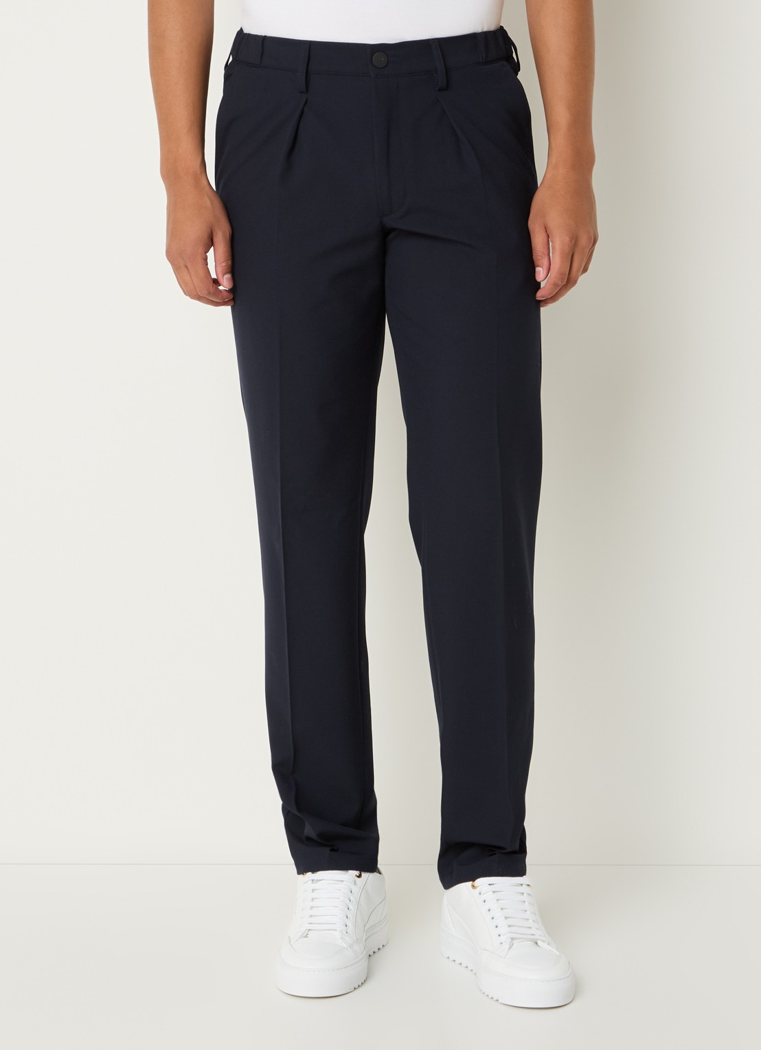 Profuomo Straight fit pantalon met steekzakken - detail 4 donkerblauw