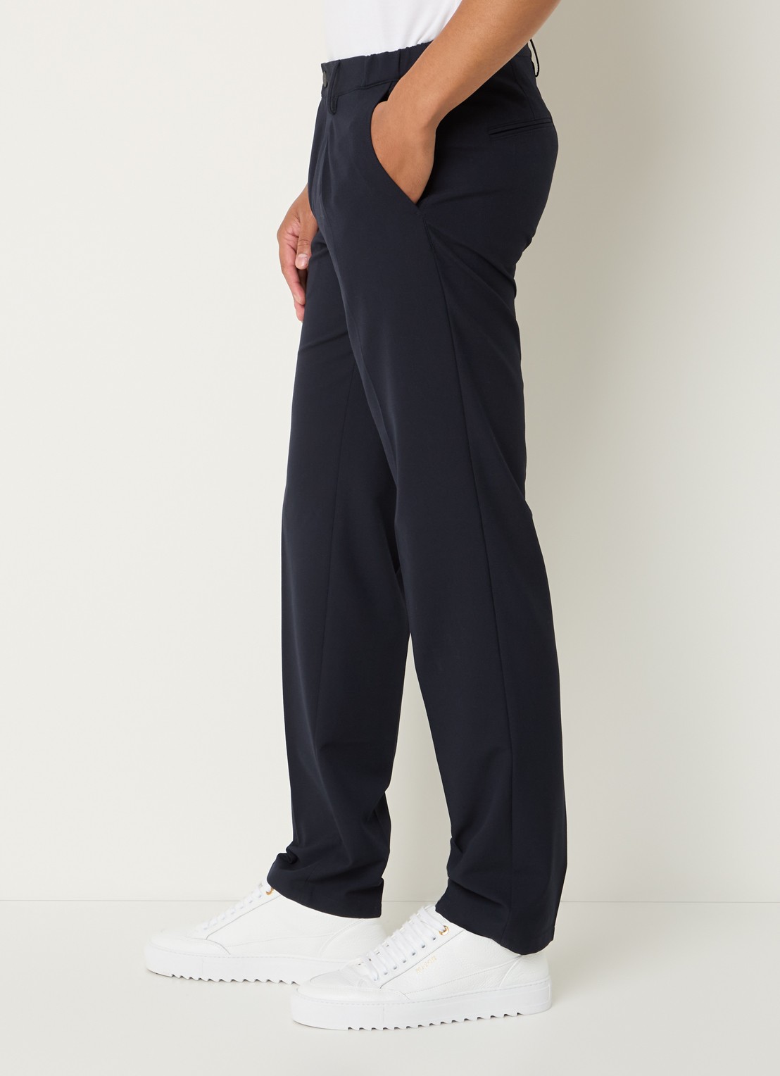 Profuomo Straight fit pantalon met steekzakken - detail 5 donkerblauw