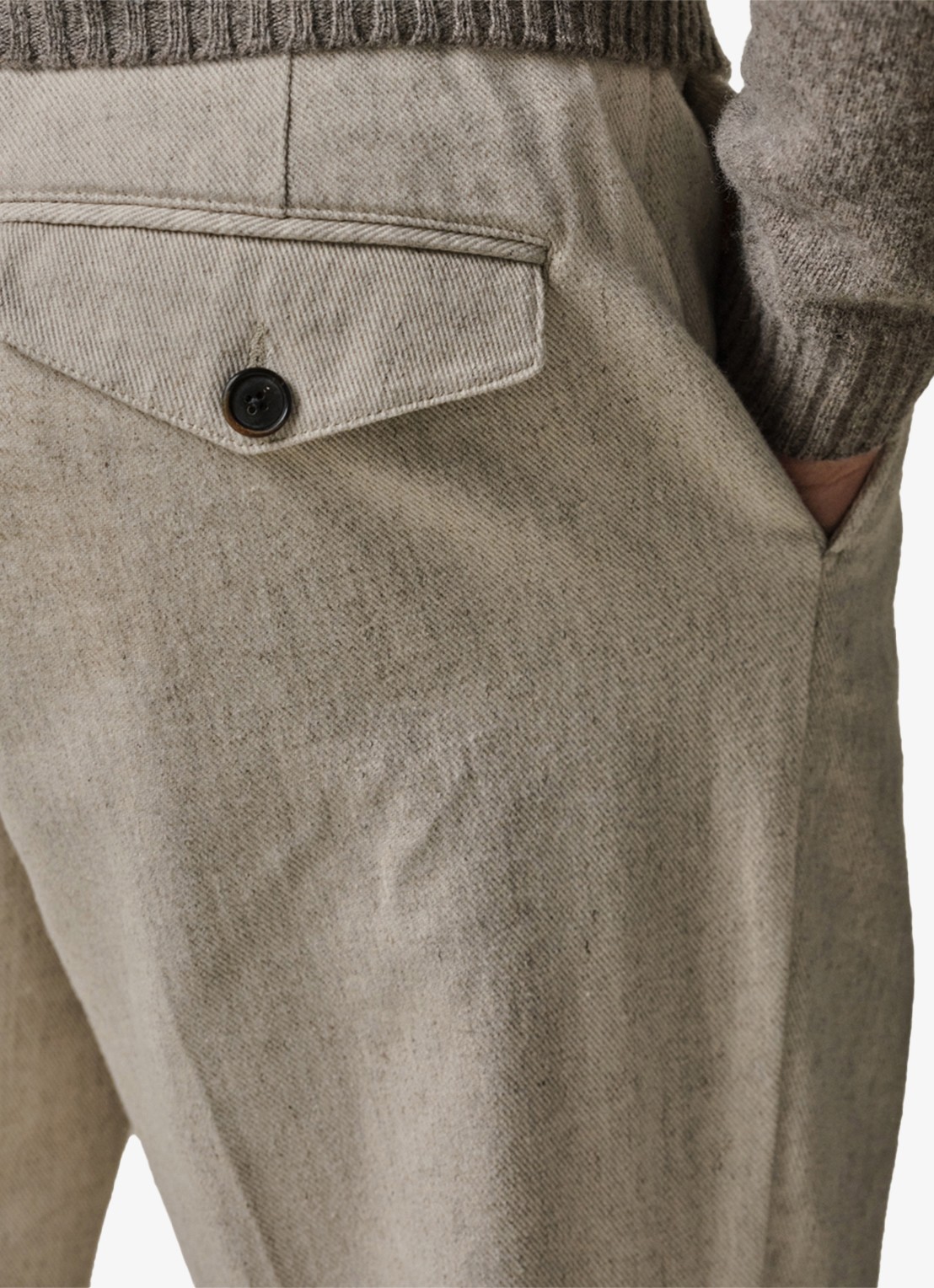 Profuomo Straight fit pantalon met steekzakken - detail 4 gebroken wit