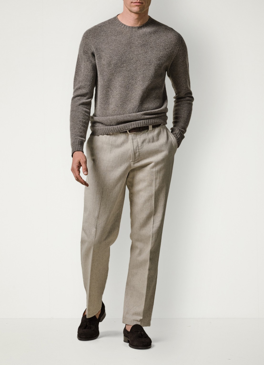 Profuomo Straight fit pantalon met steekzakken - voorkant 2 gebroken wit