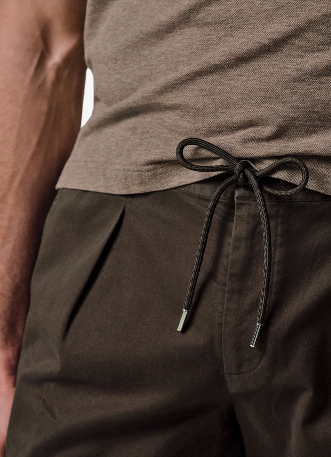 Profuomo Straight fit short met stretch - detail 5 donkerbruin
