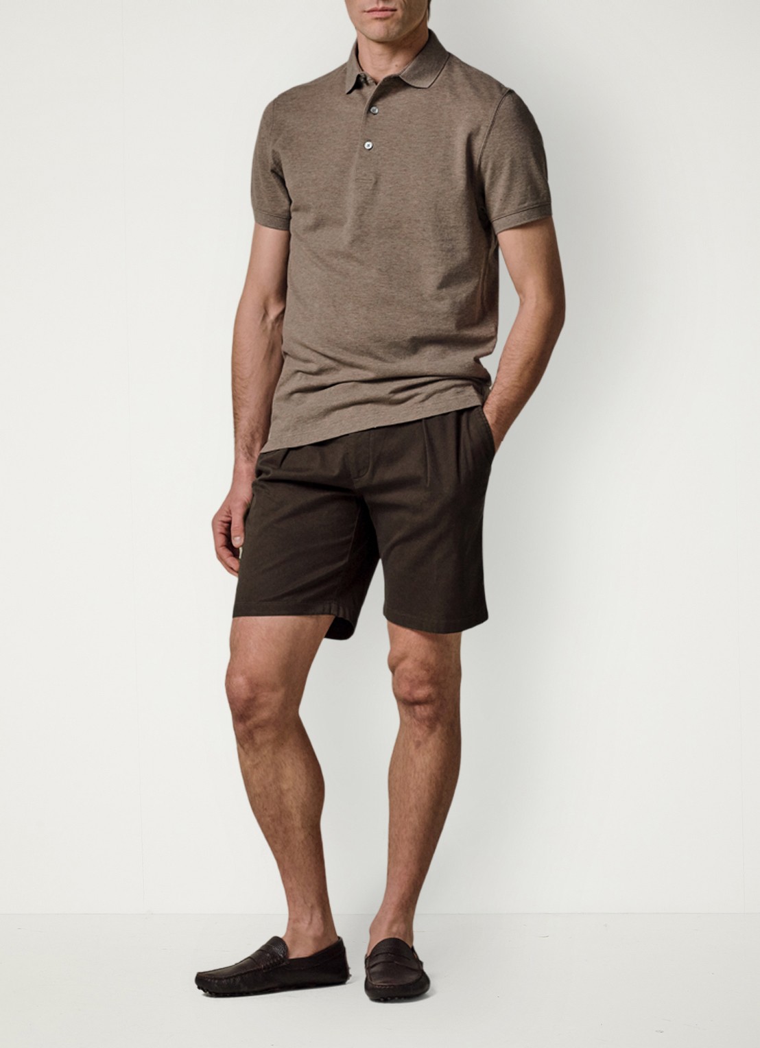 Profuomo Straight fit short met stretch - voorkant 3 donkerbruin
