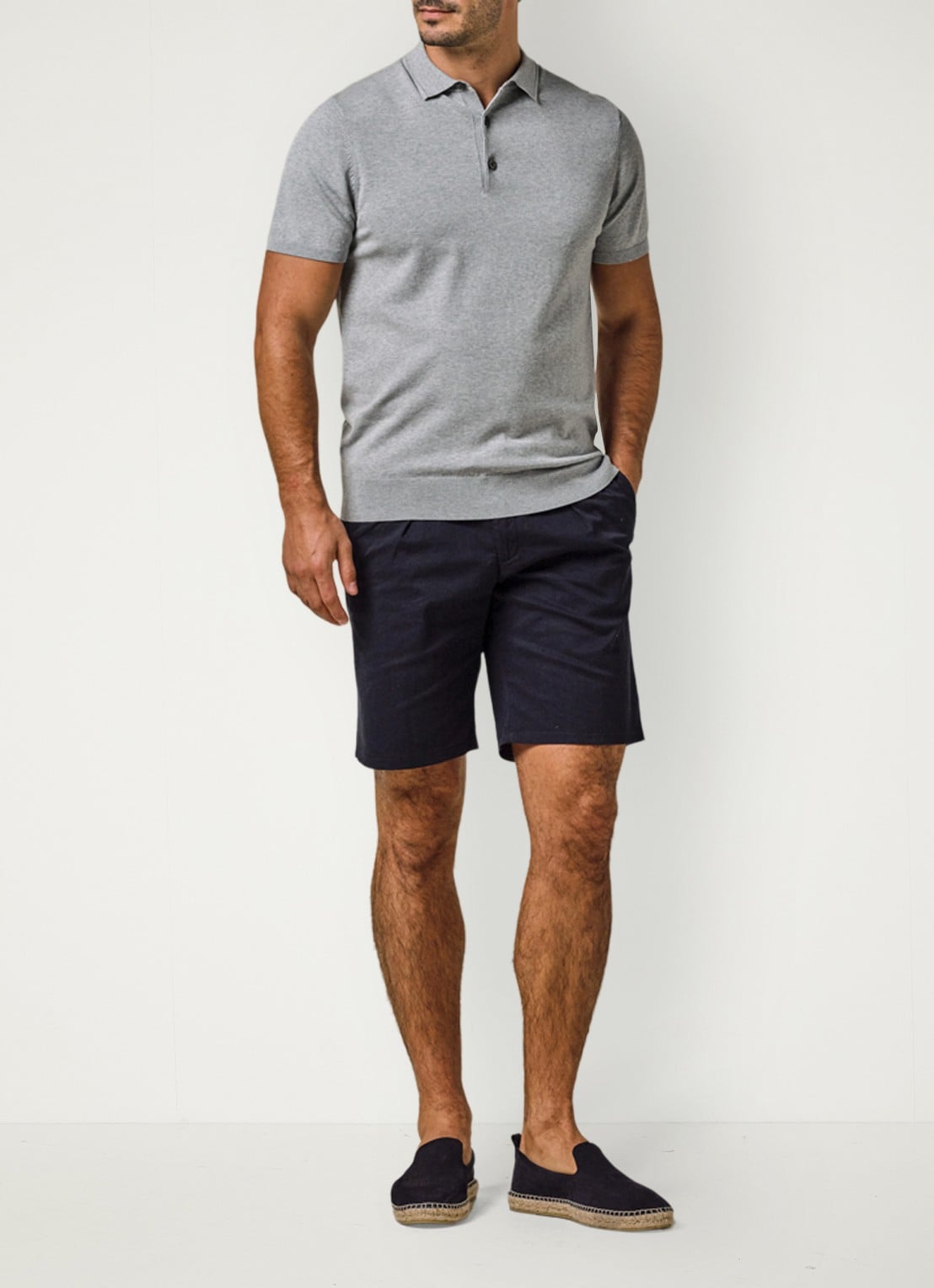 Profuomo Straight fit short met stretch - voorkant 2 donkerblauw